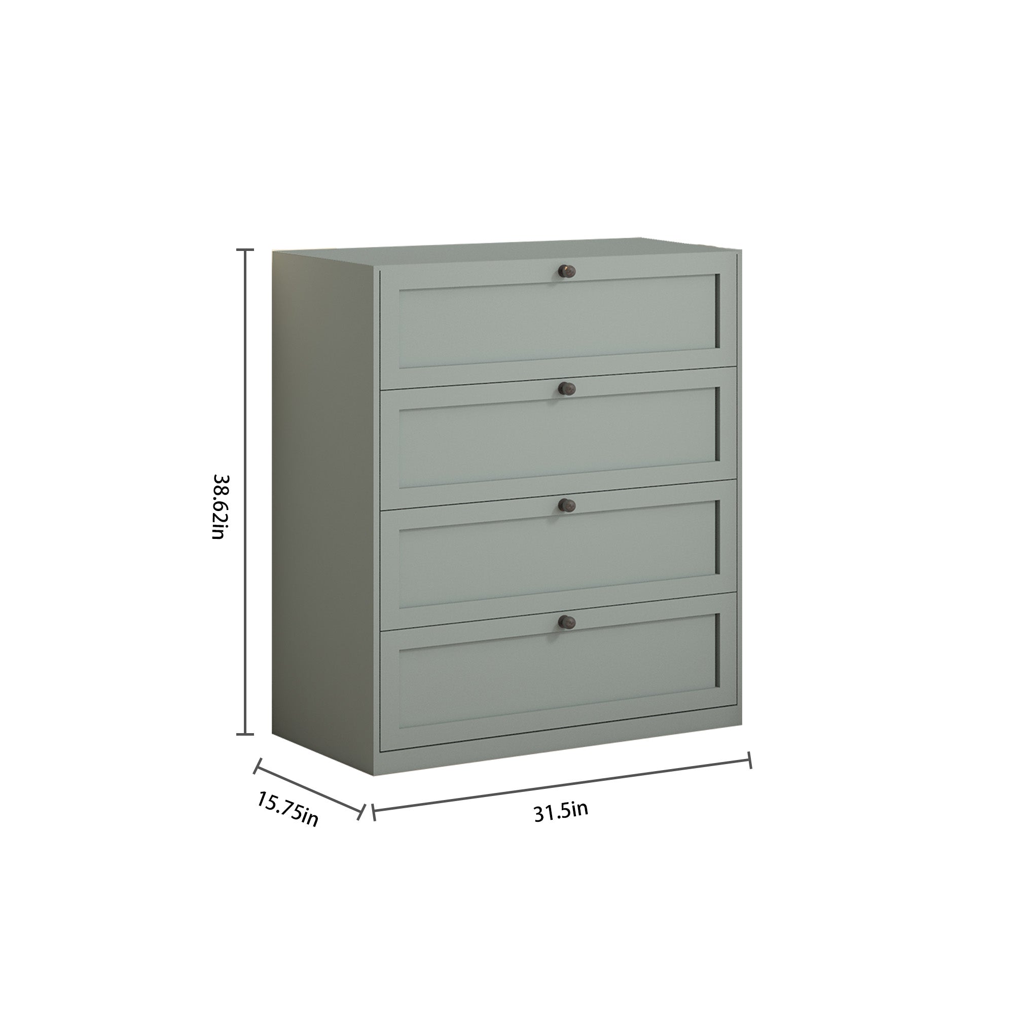 Gray-Green Steel Cabinet with Four Drawers