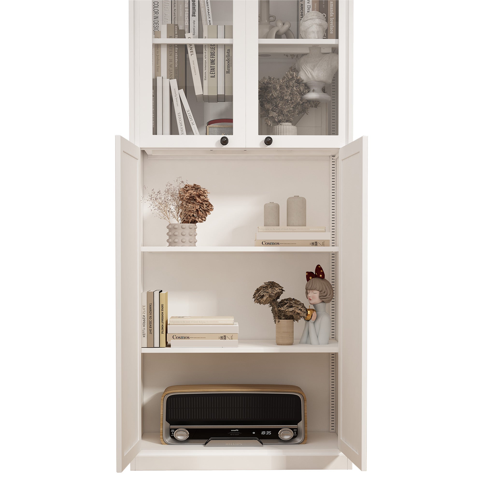 Glass-Door Steel Bookcase Cabinet