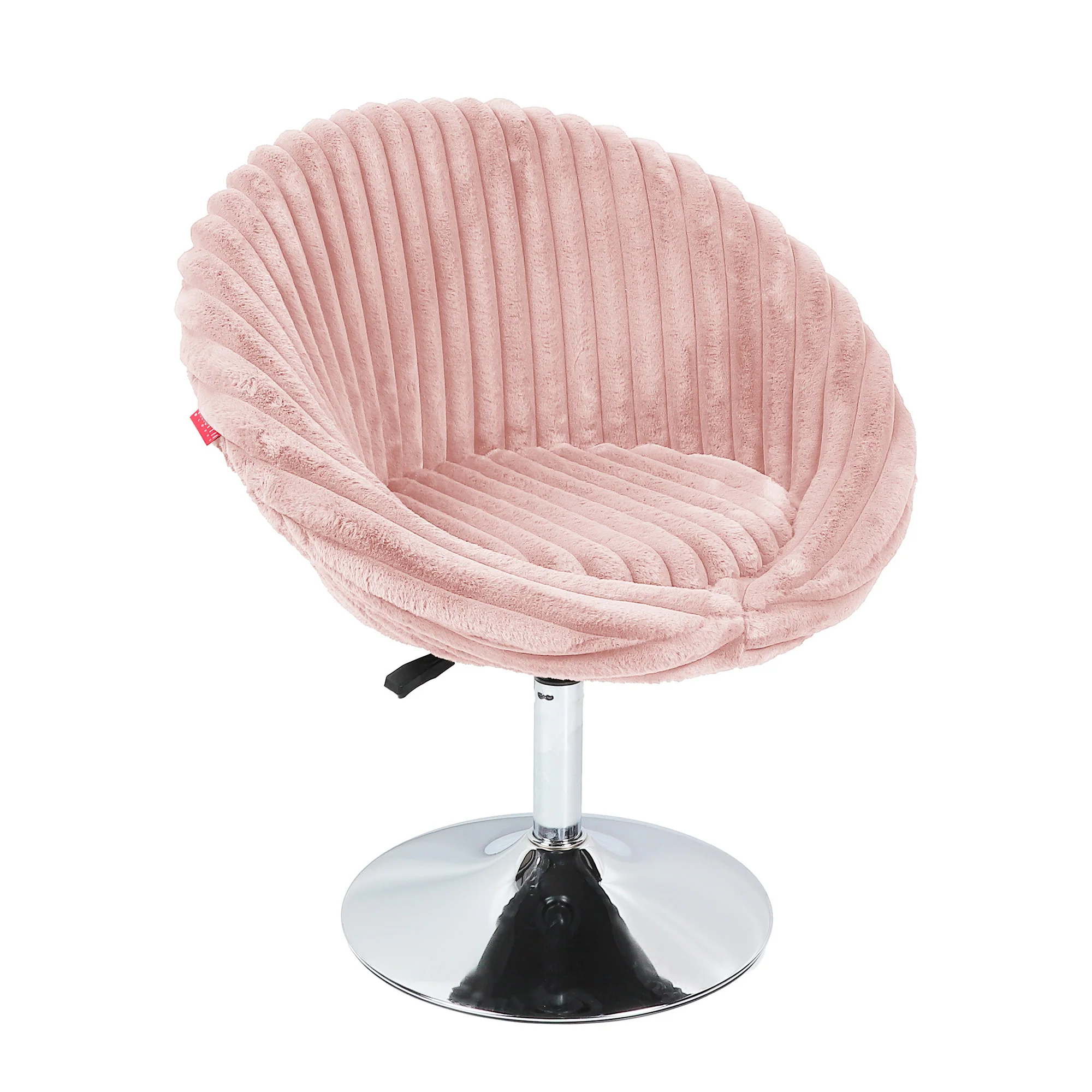 Bella Swivel Rabbit Fur Vanity Chair-Pink