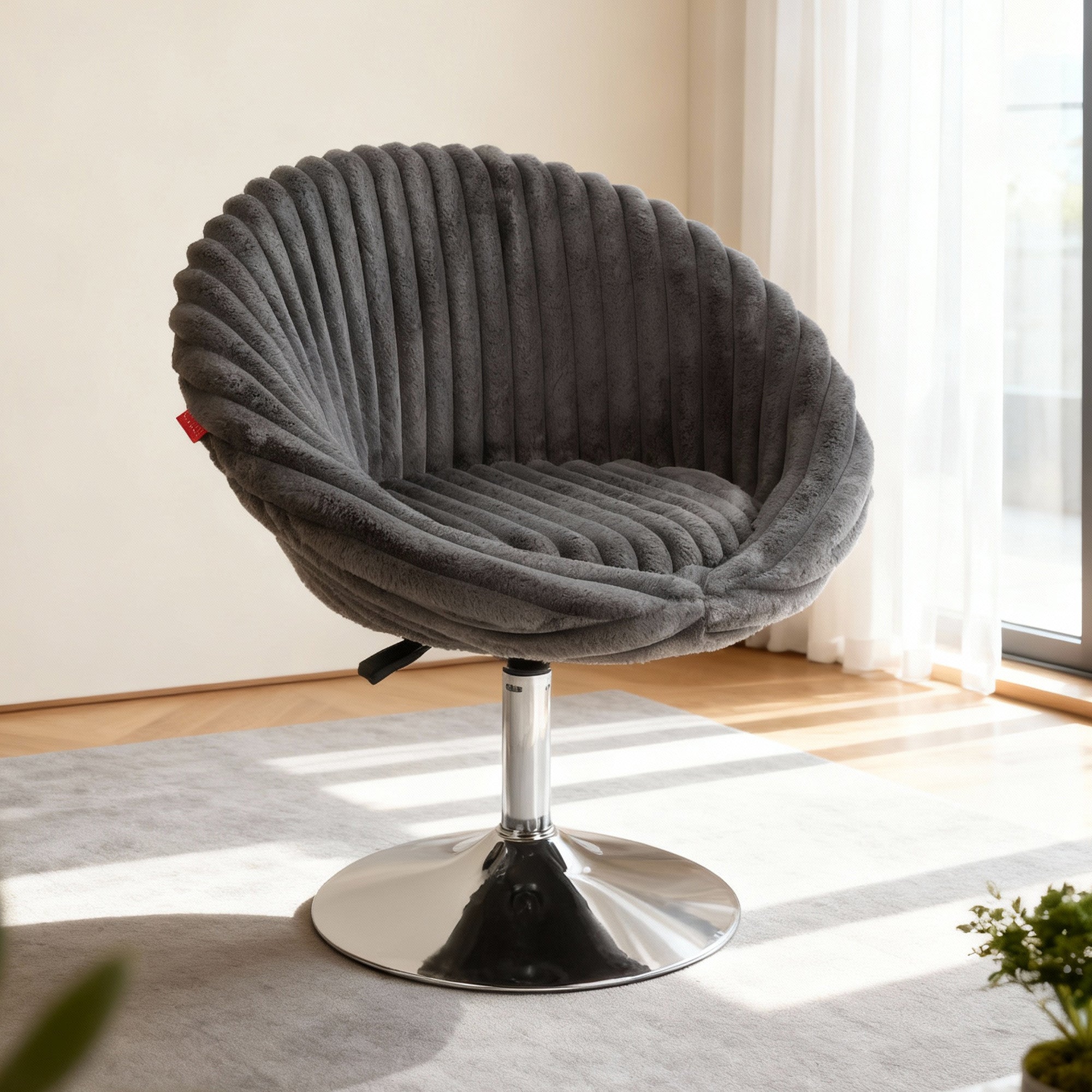 Bella Swivel Rabbit Fur Vanity Chair