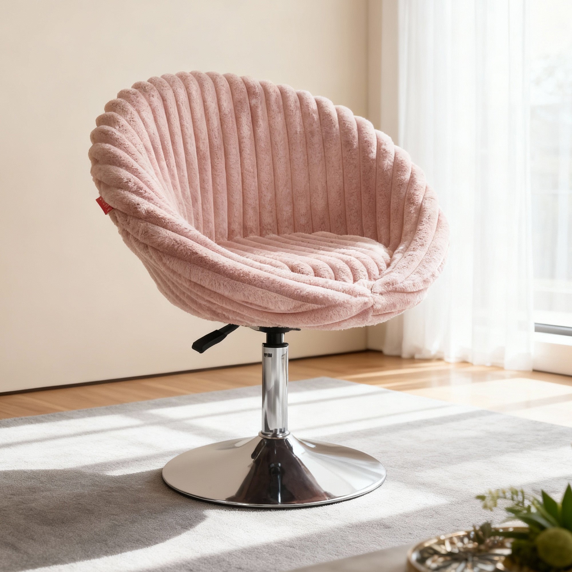 Bella Swivel Rabbit Fur Vanity Chair