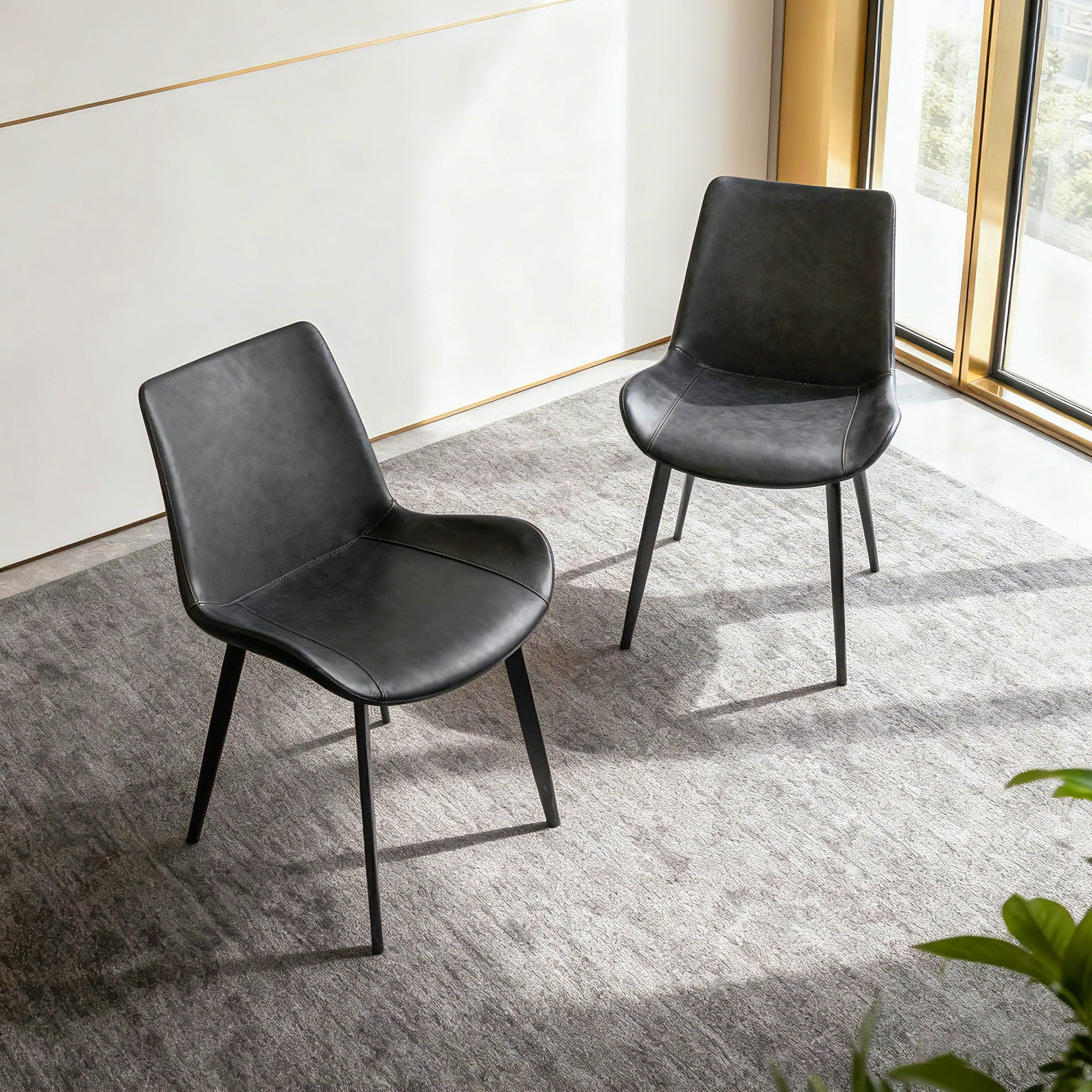 PU Leather Dining Chair with Metal Legs