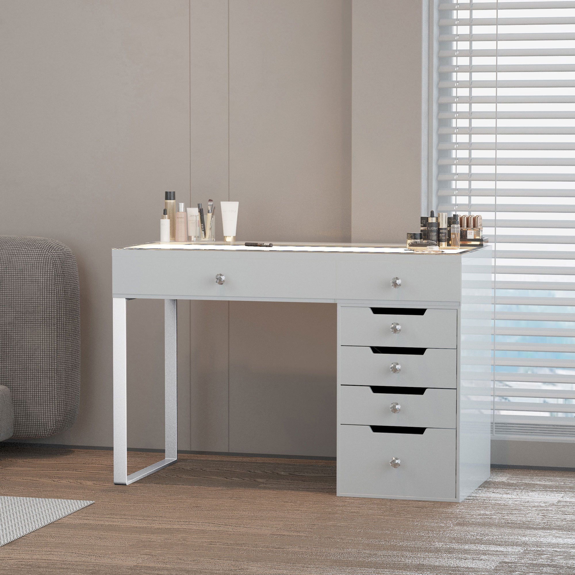 Diana Vanity Desk Pro - 6 Storage Drawers_VANITII