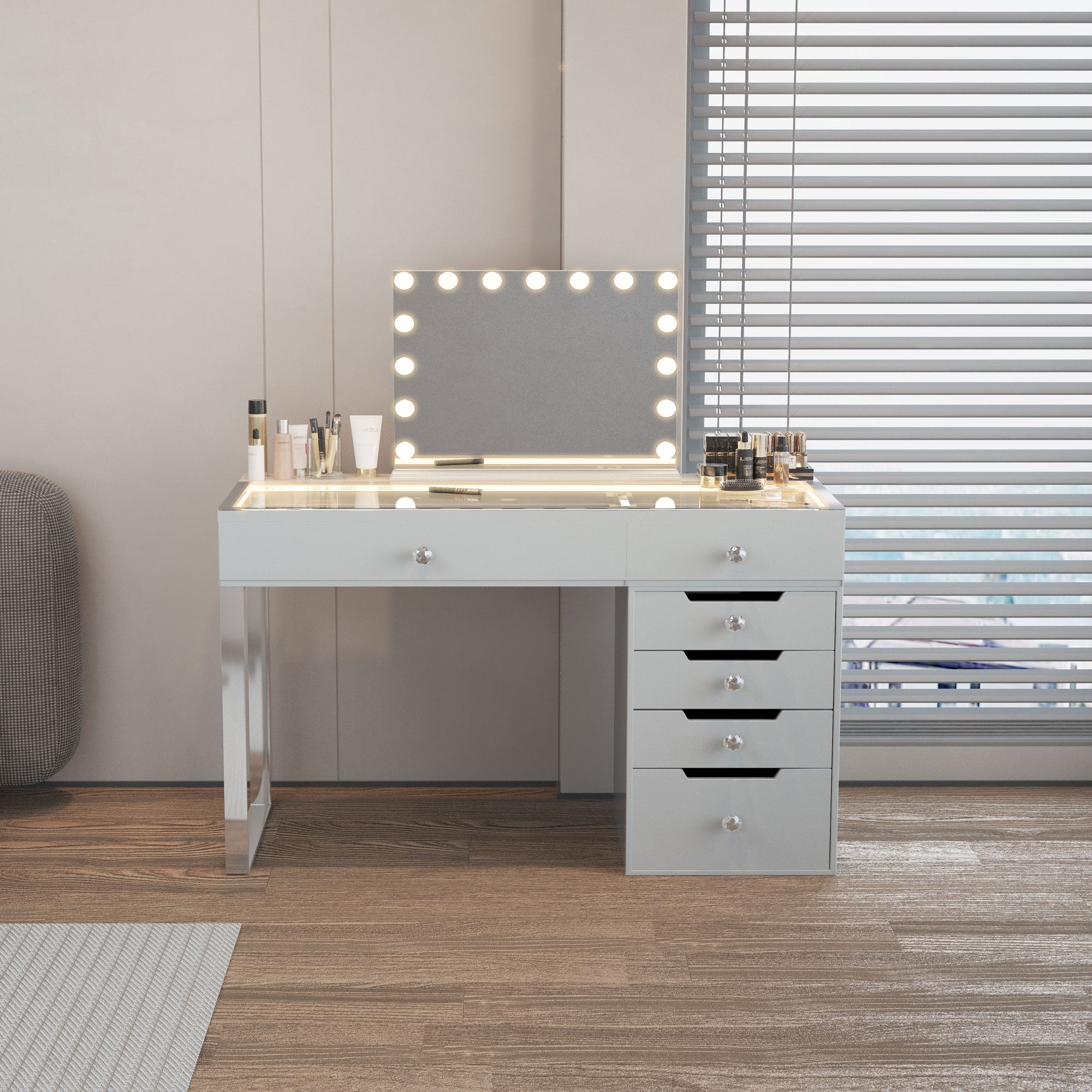 Diana Vanity Desk Pro - 6 Storage Drawers_VANITII