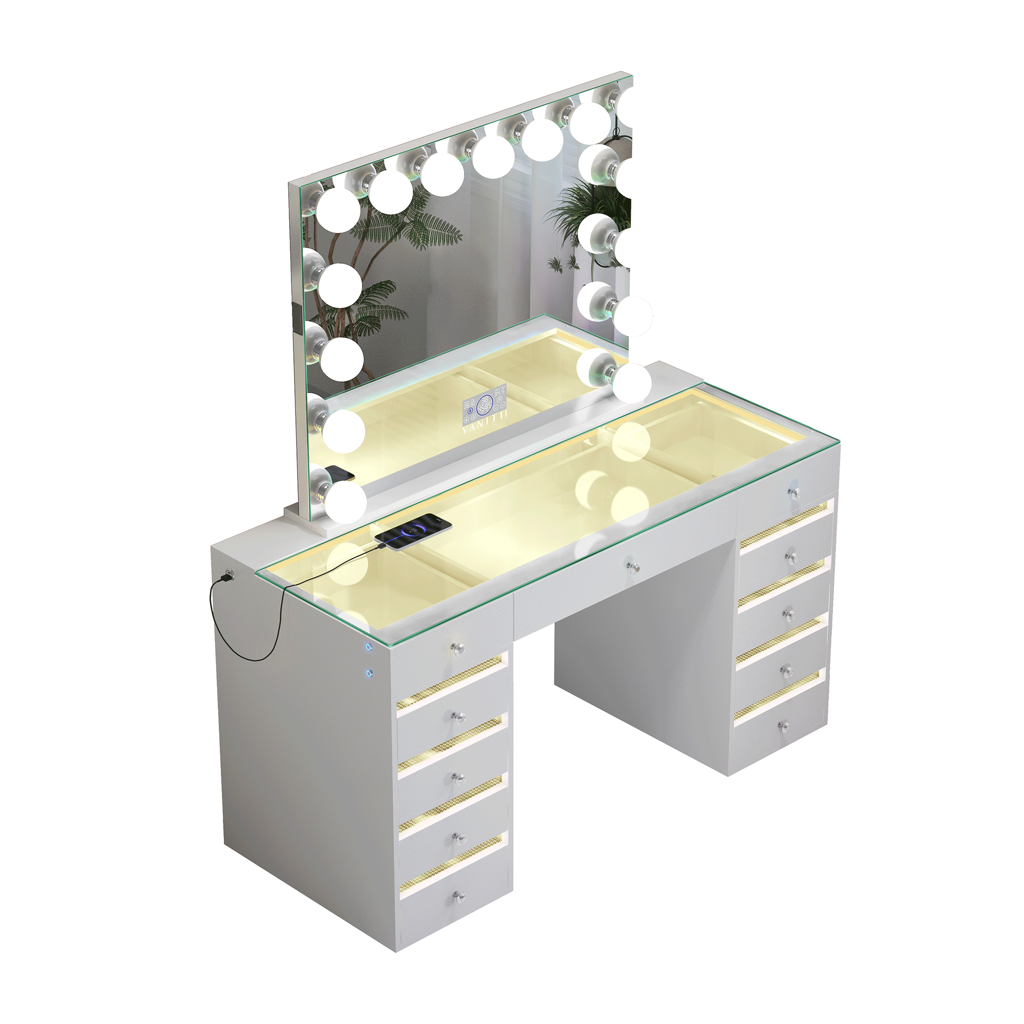 VANITII Fenair Vanity Desk with RGB light including Vanity Mirror