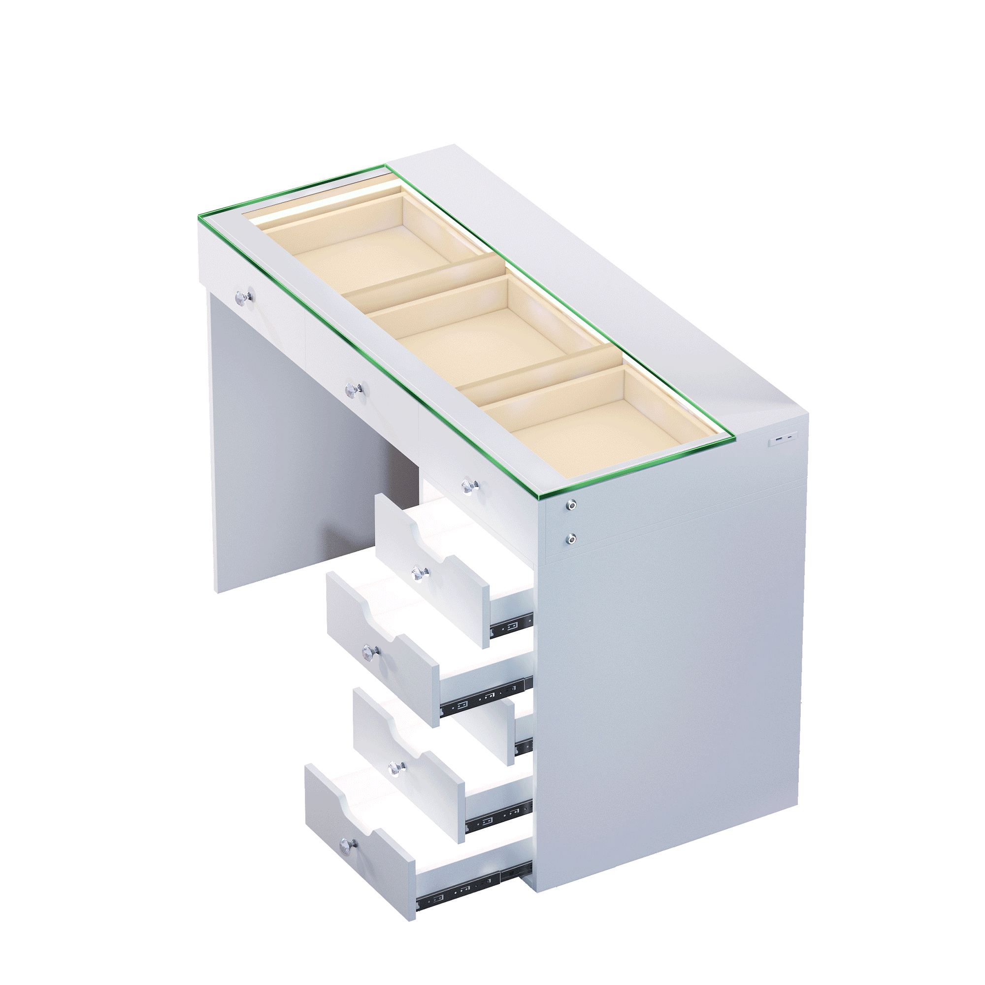 VANITII Diana RGB Vanity Desk with Light - 8 Storage Drawers