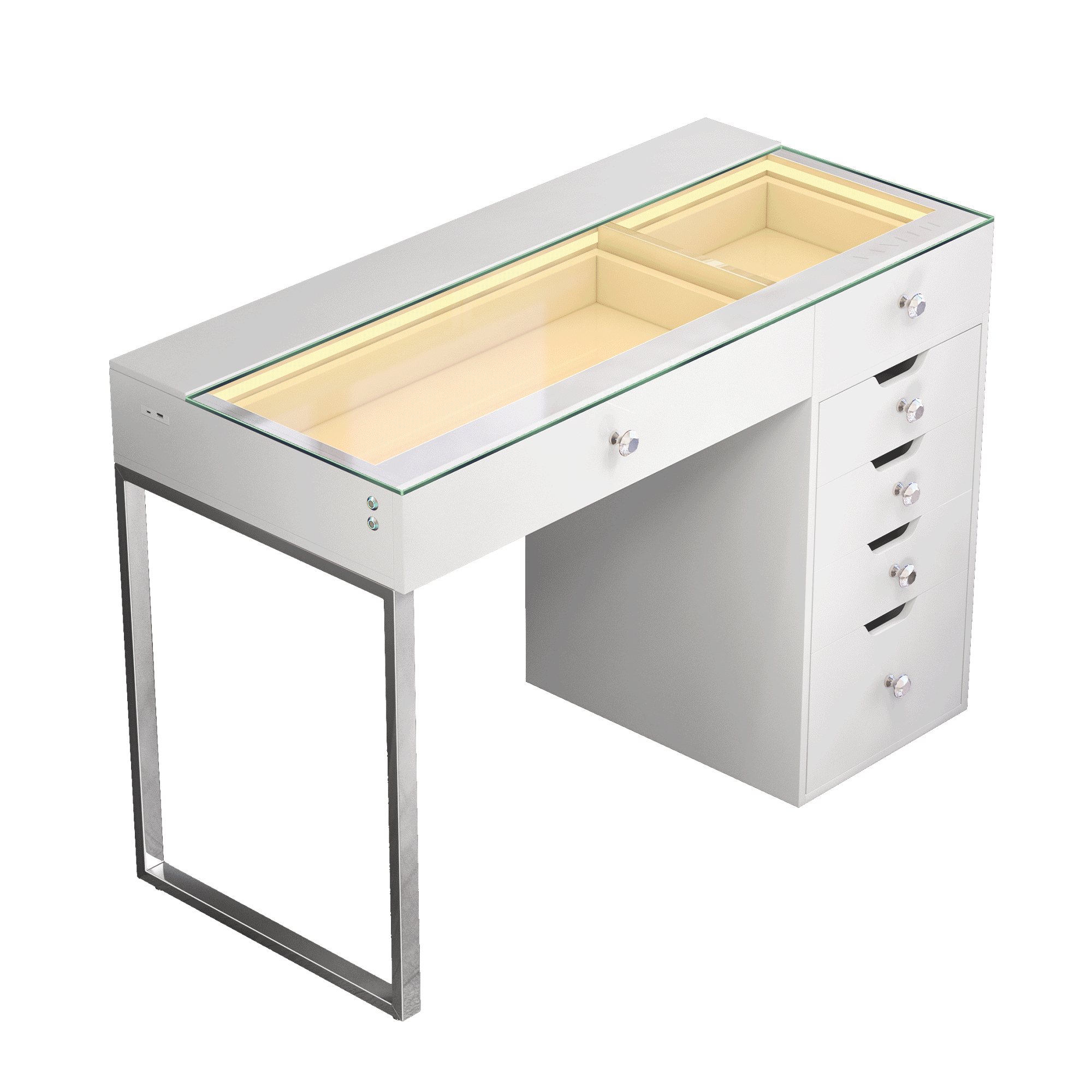 VANITII Diana RGB Vanity Desk - 6 Storage Drawers