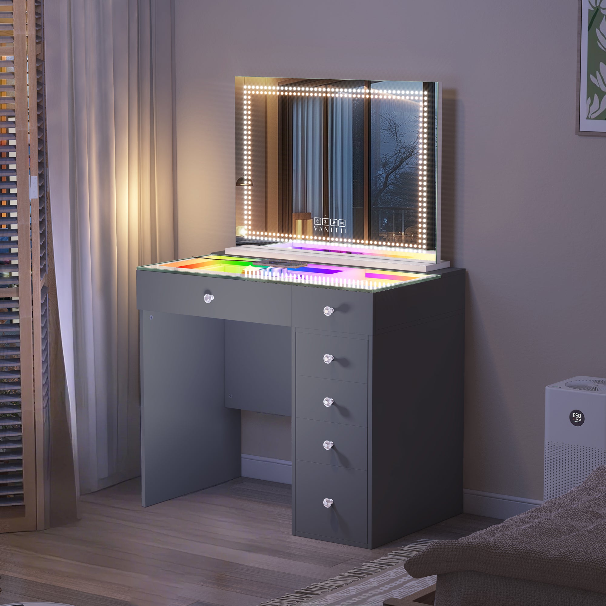 VANITII Mini Diana Vanity Desk with DL Vanity Mirror