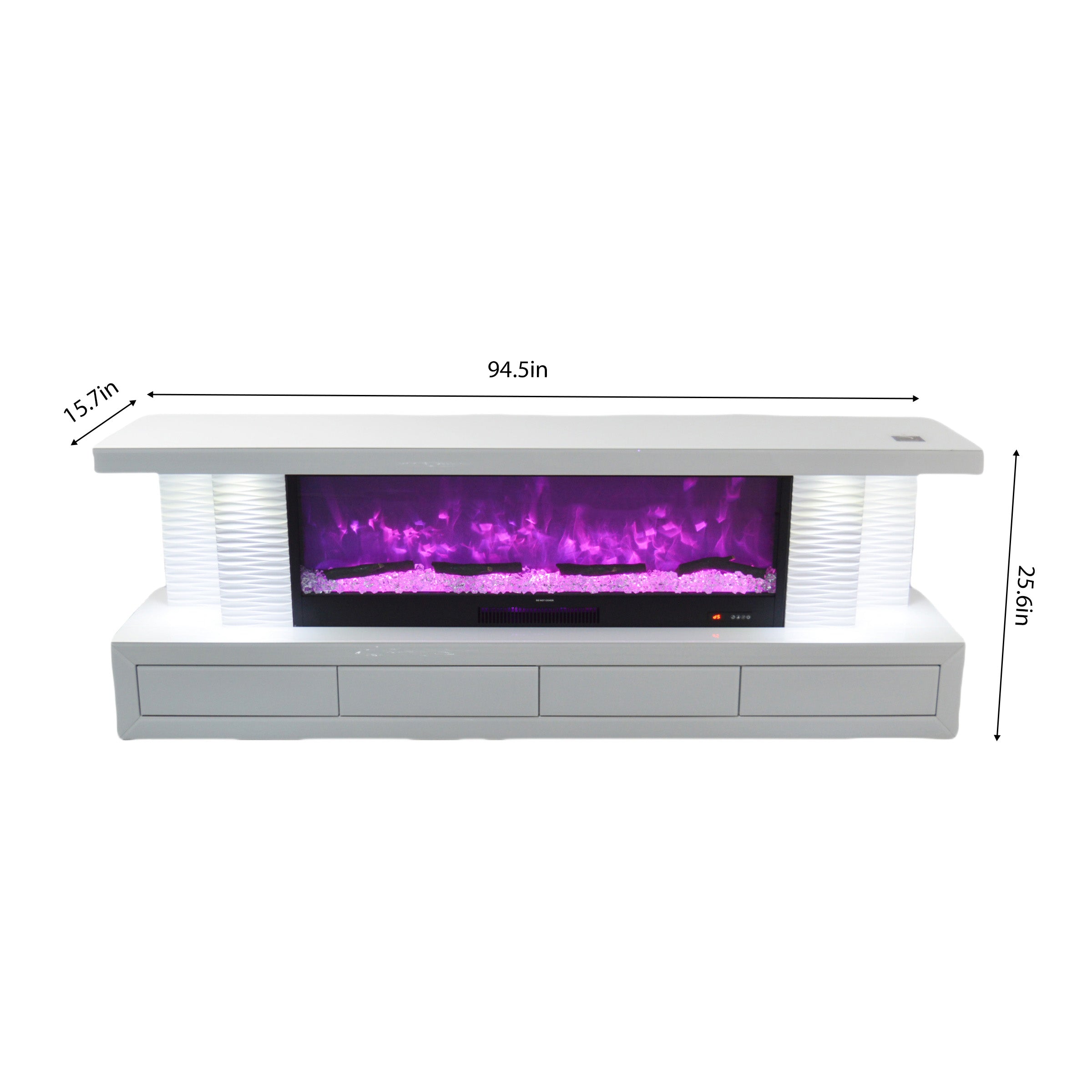 VANITII TV Stand Bigger Size LED Mirrored Fireplace
