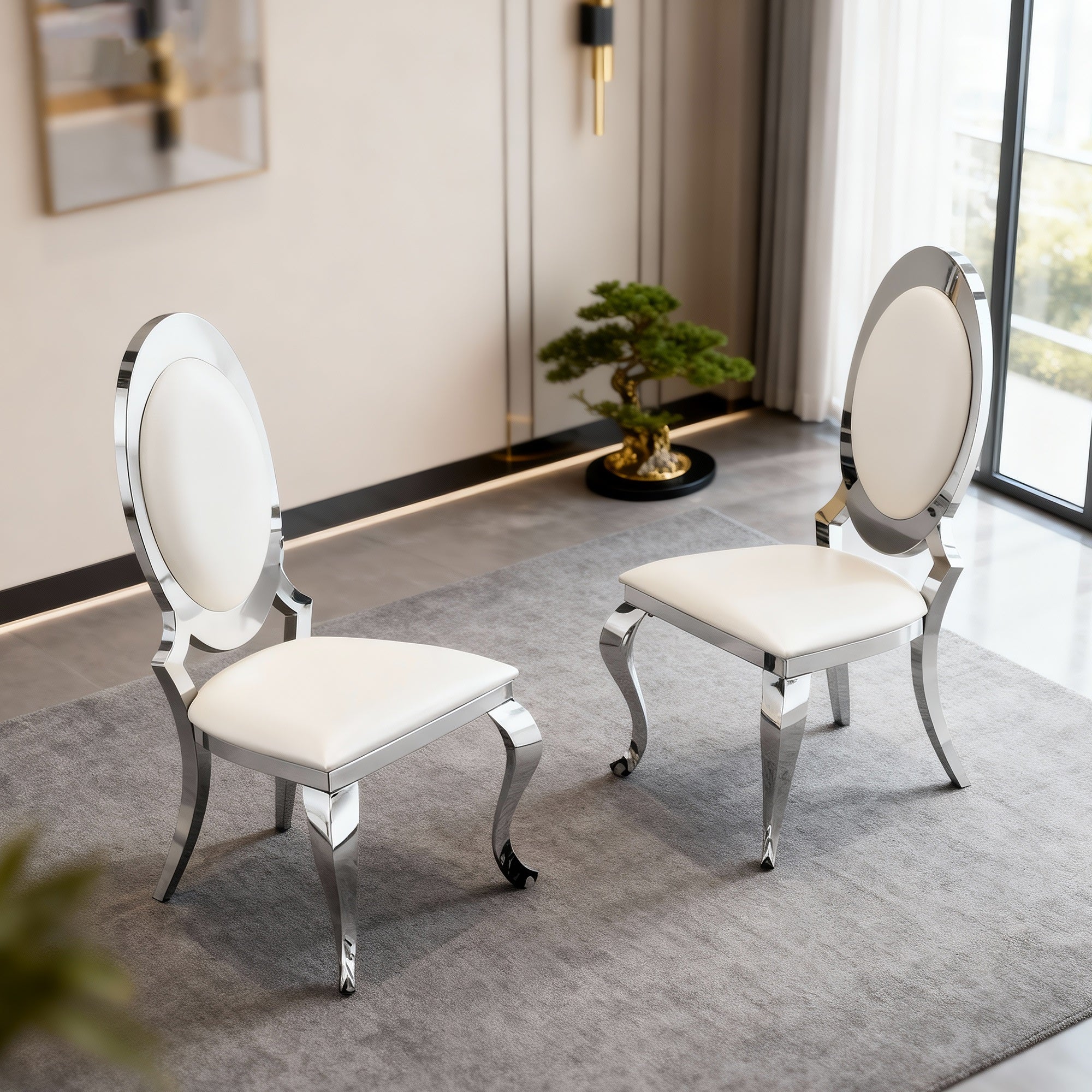 Soft PU Leather Upholstered Chairs (Includes two chairs)