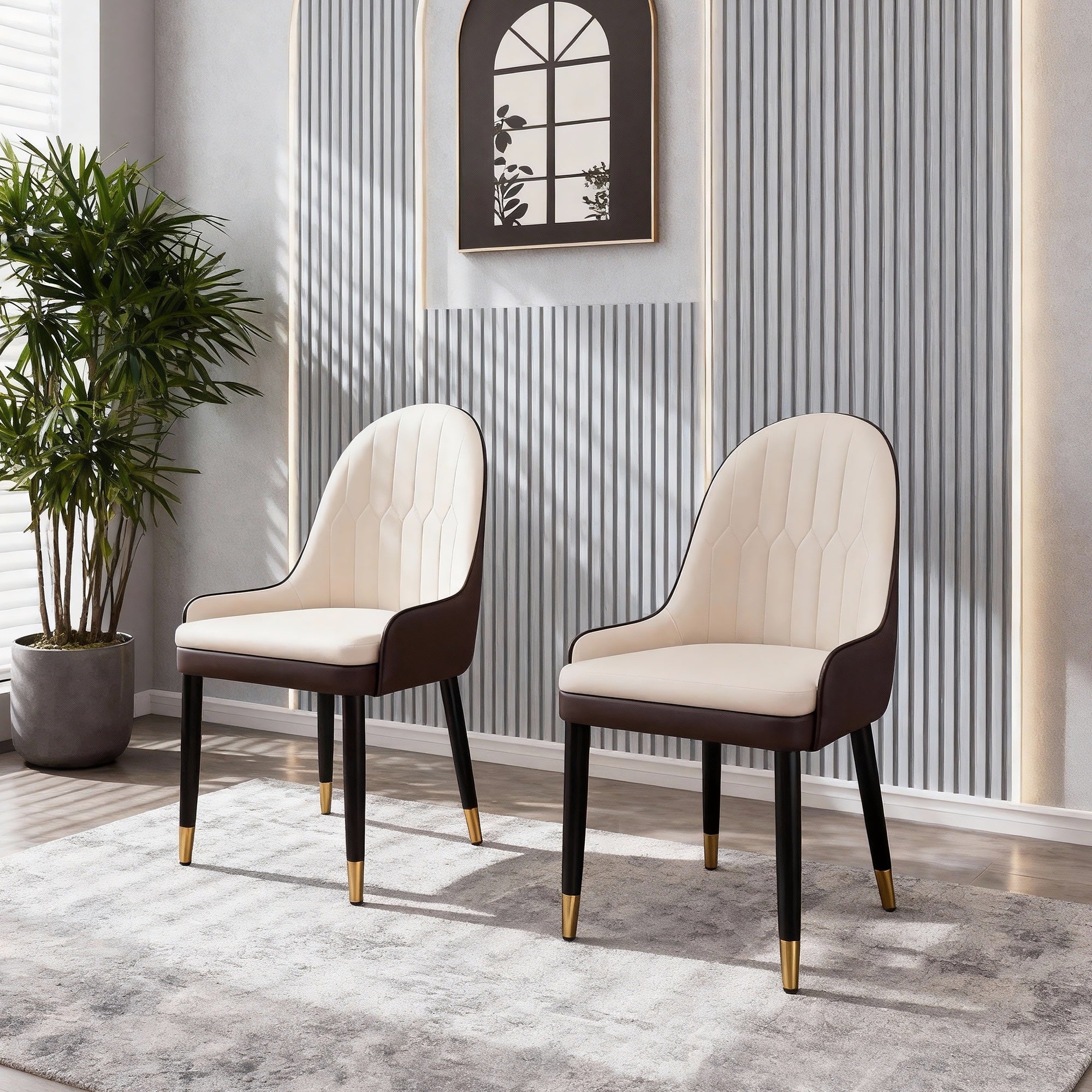 PU Black powder coated legs Dining chair