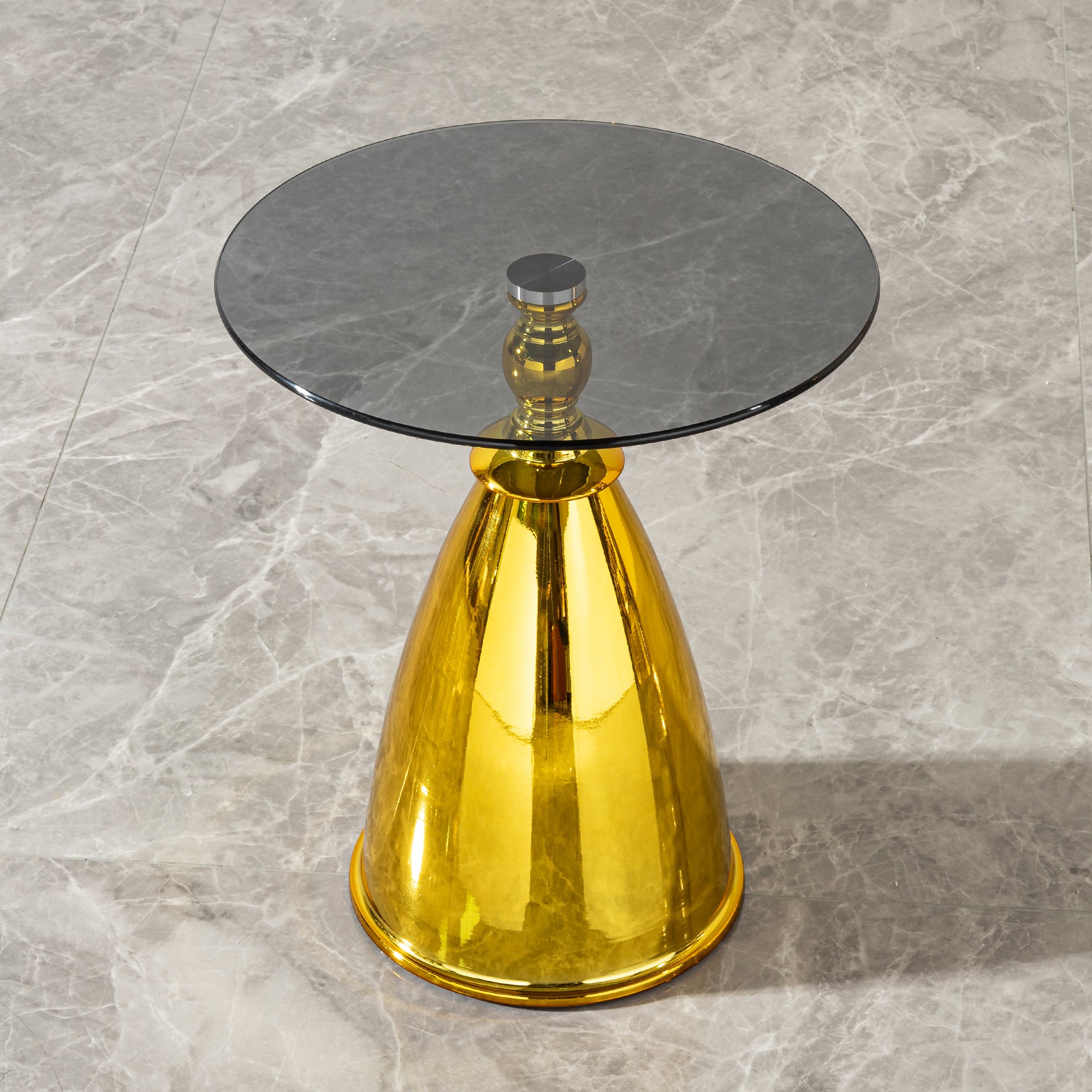 Gray Tempered Glass Side Table