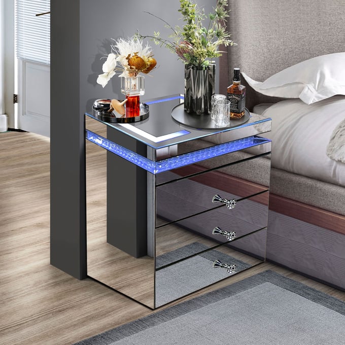 VANITII LED Bedside Table with Wireless Charger