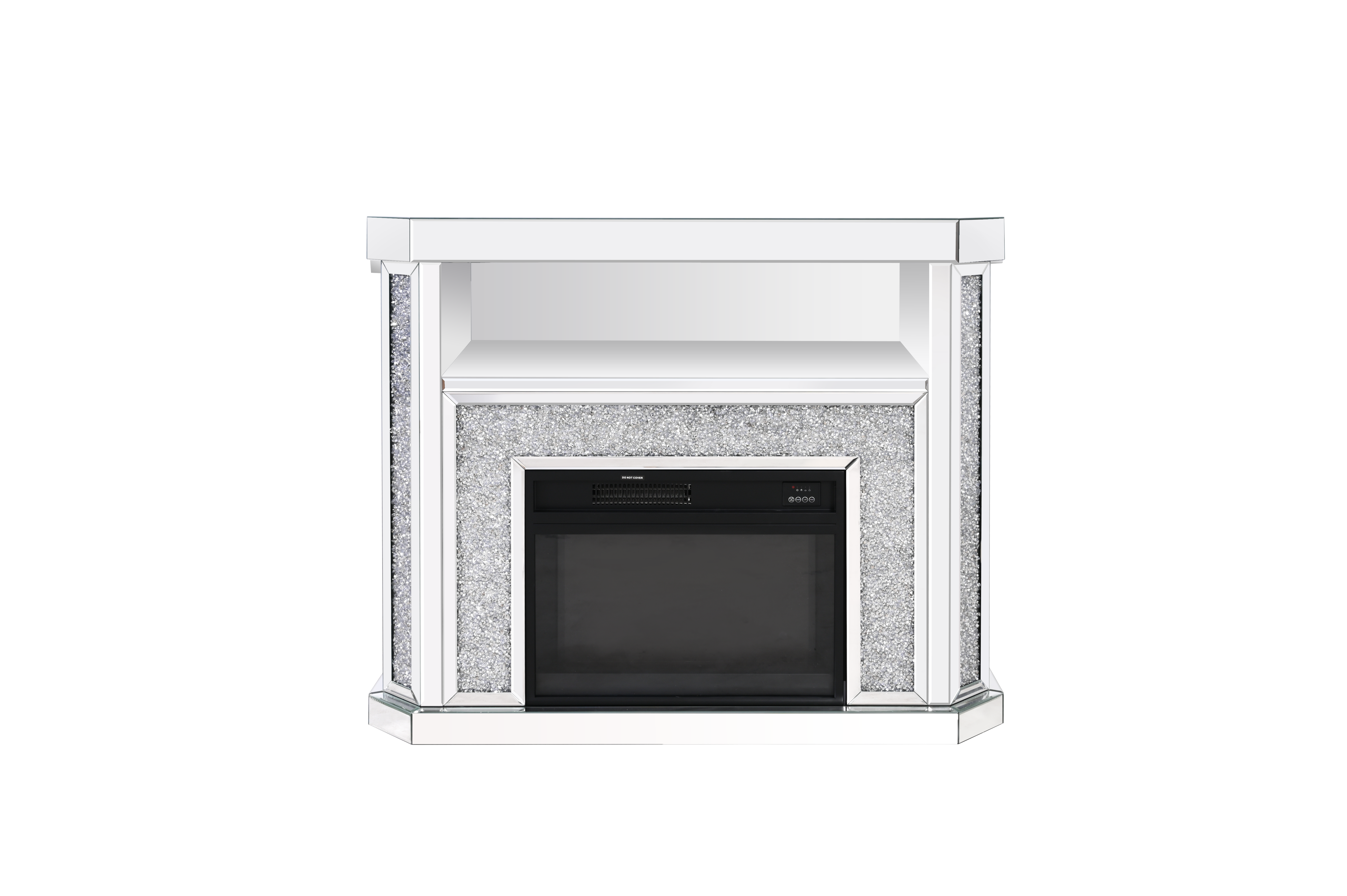 VANITII Crushed Diamonds LED Mirrored Fireplace