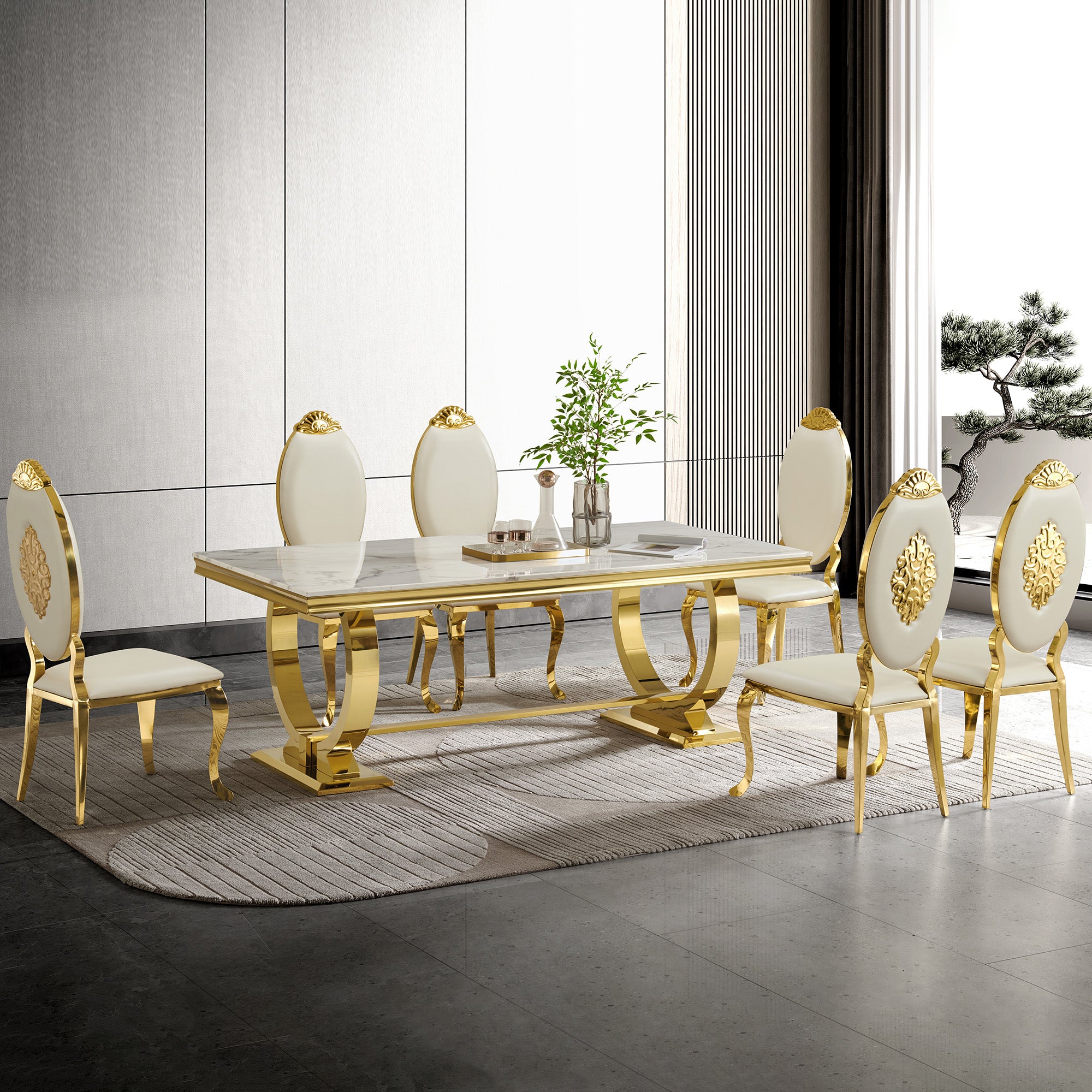 Modern Dining Table with 20mm Marble Top