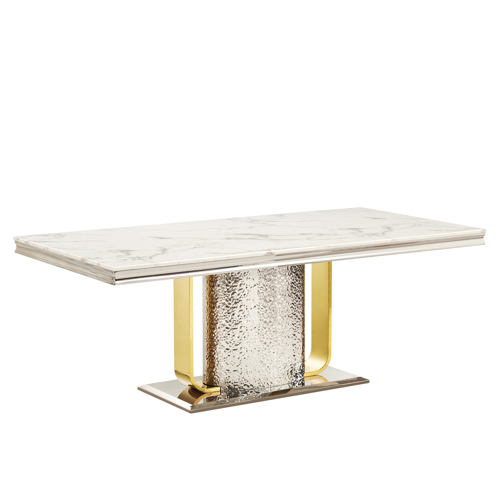 Durable Dining Table with White Marble Top