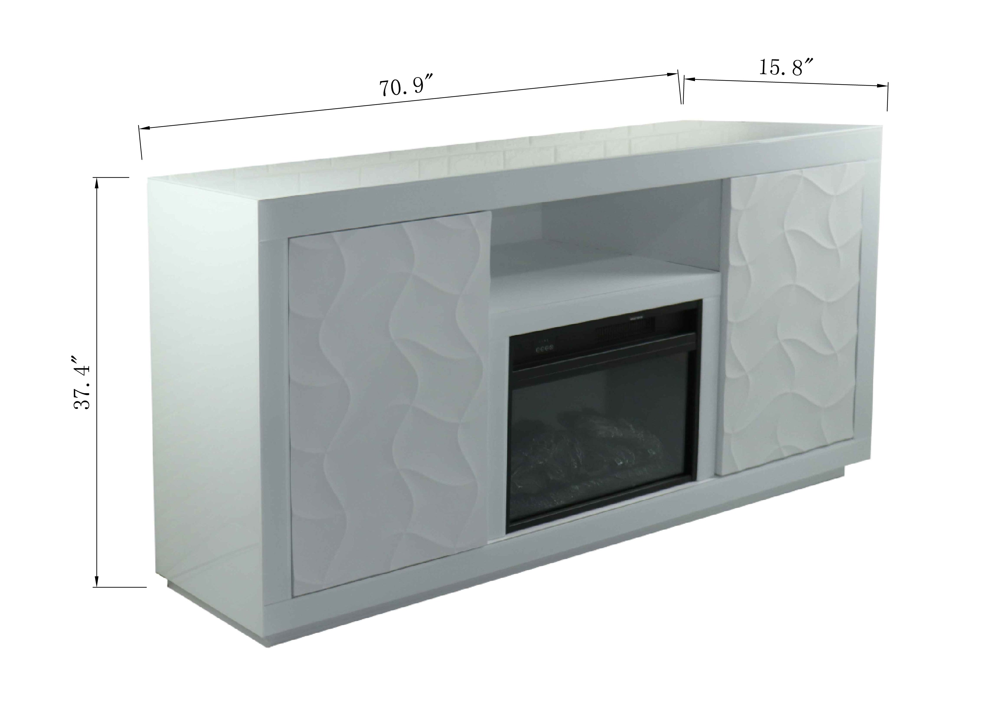 Fully Assembled 71" Timeless White Electric Fireplace