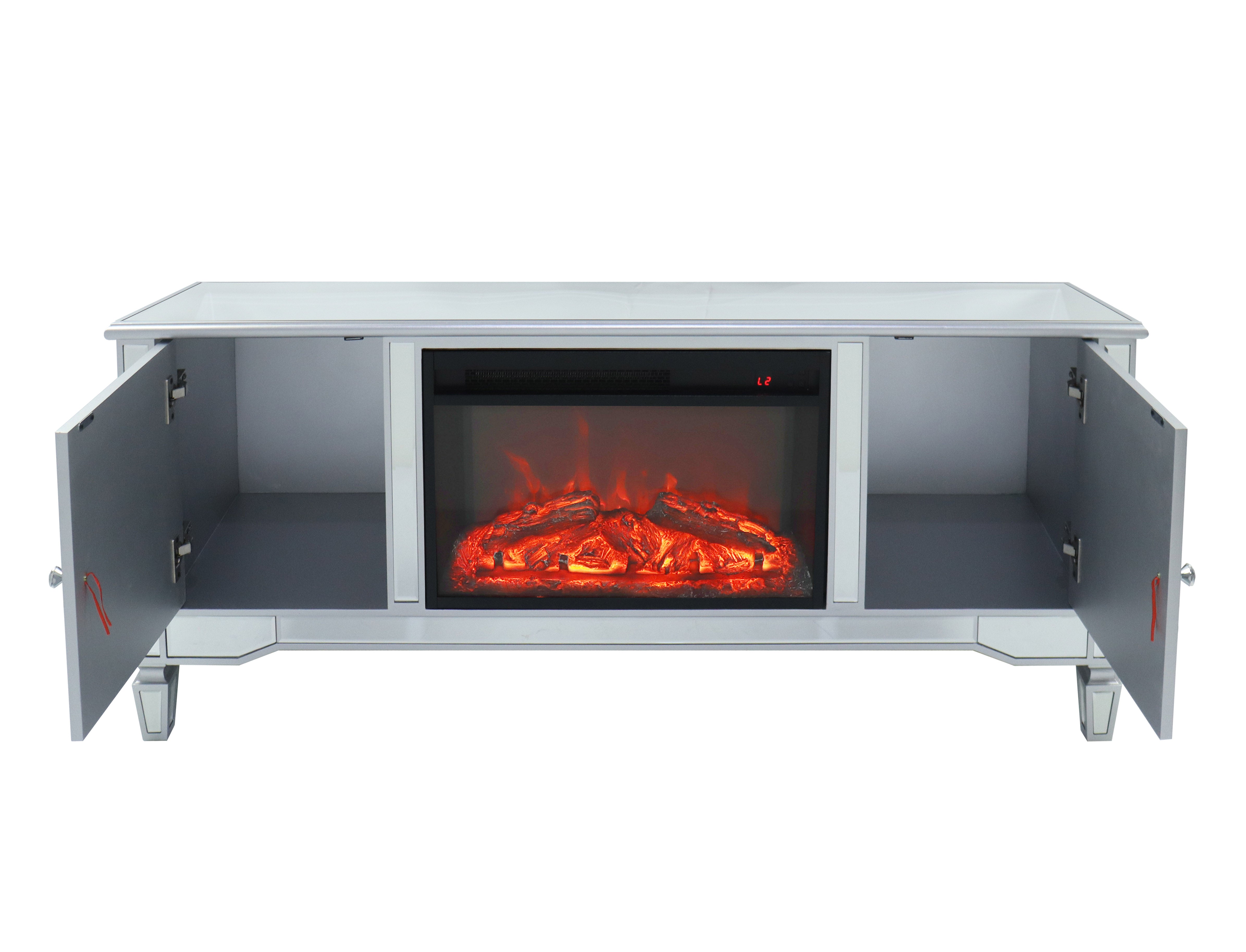 Fully Assembled Mirrored Fireplace TV Stand for 65 Inch TV