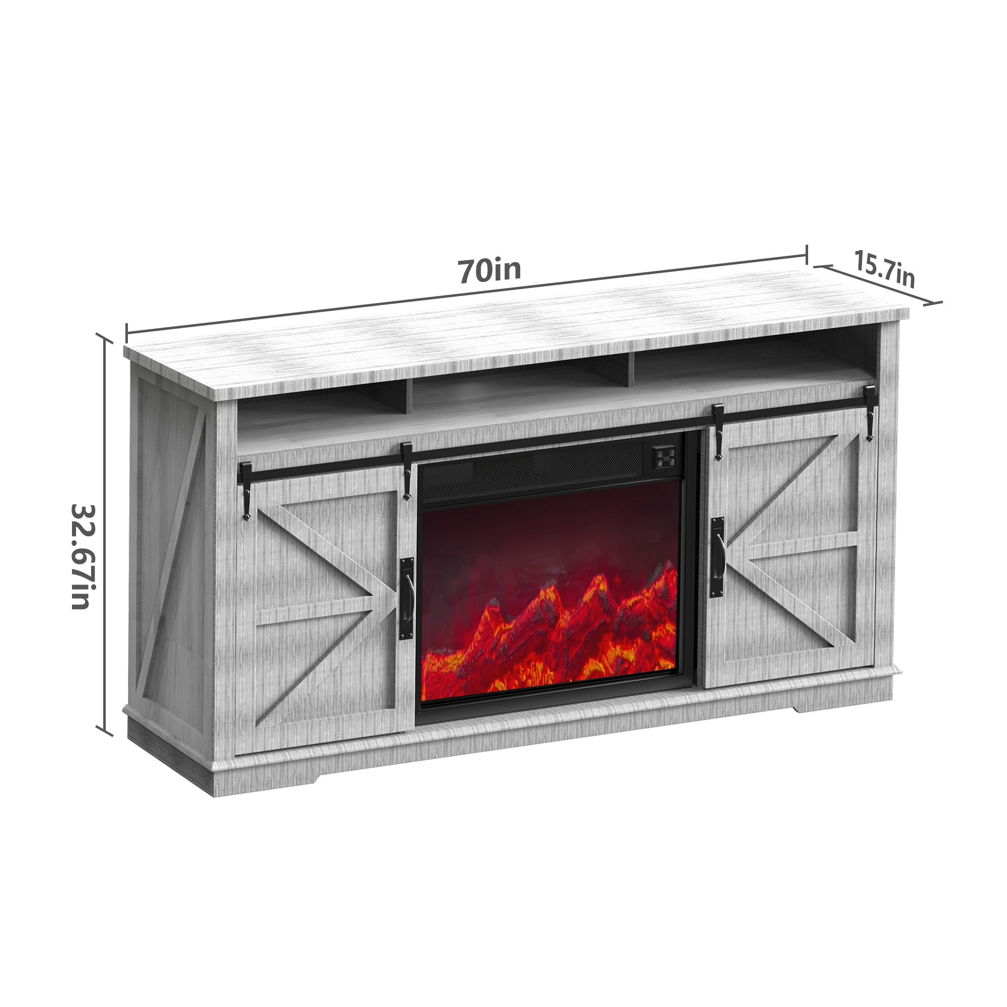 Fully Assembled 70" TV stand with an electronic fireplace