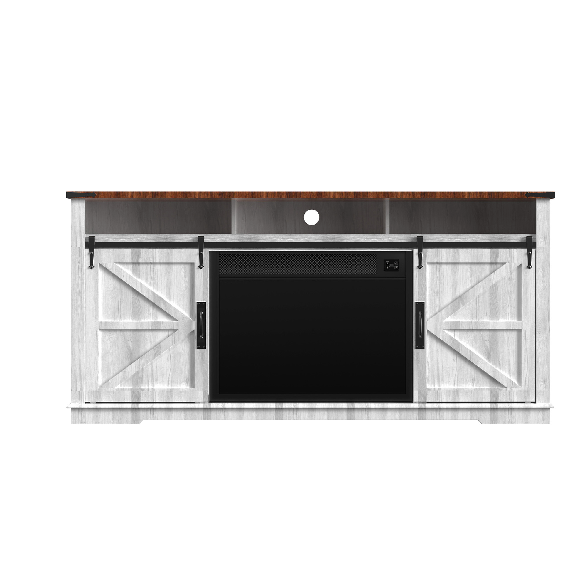 Fully Assembled TV stand with an electronic fireplace