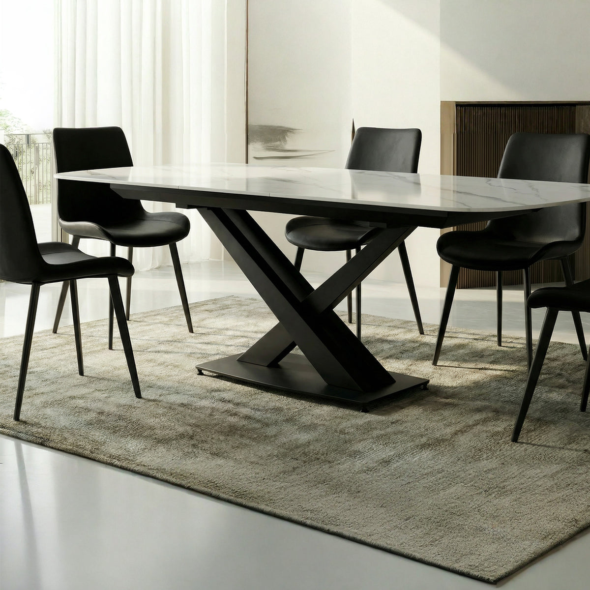 extendable dining table with sintered stone top