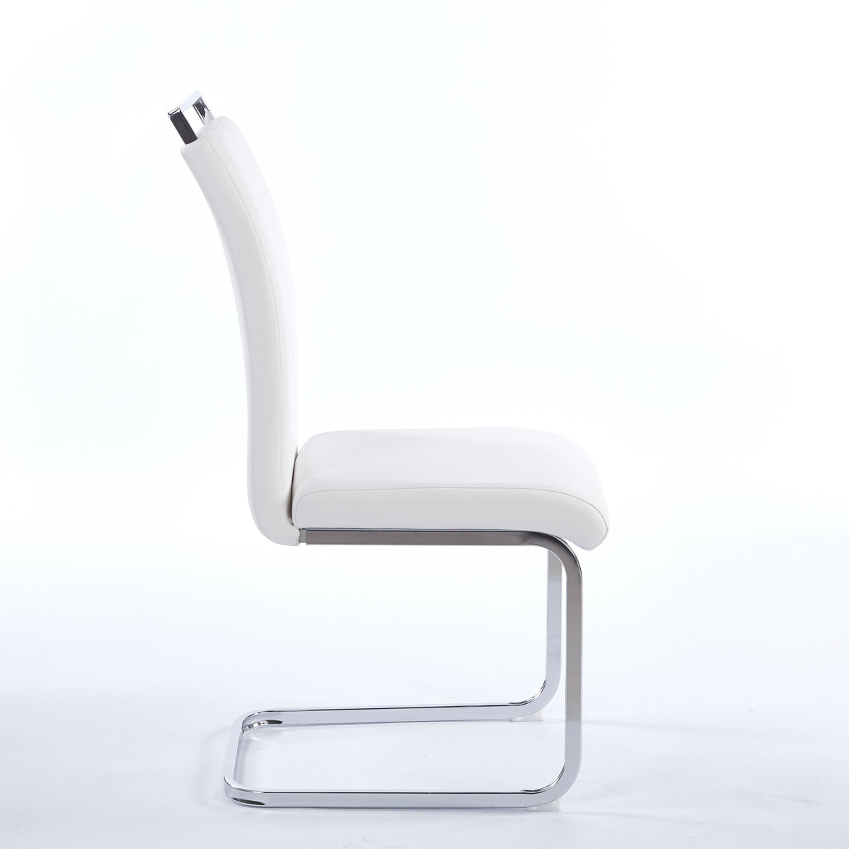 Contemporary Cantilever Dining Chair, Leather Upholstery with Chrome Metal Base 4pCS/CTN