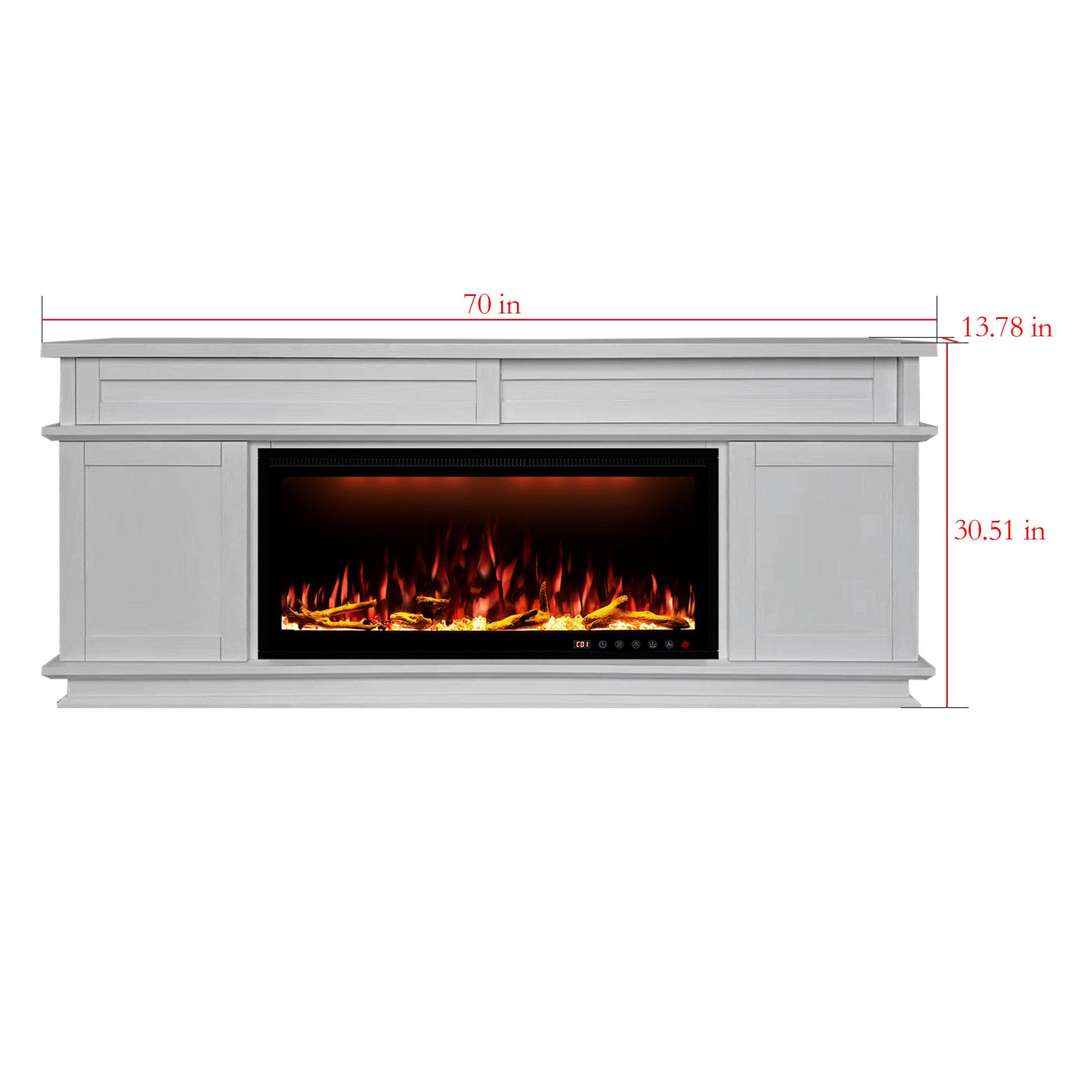 Fully Assembled 70" White Ash Veneer Fireplace TV Stand