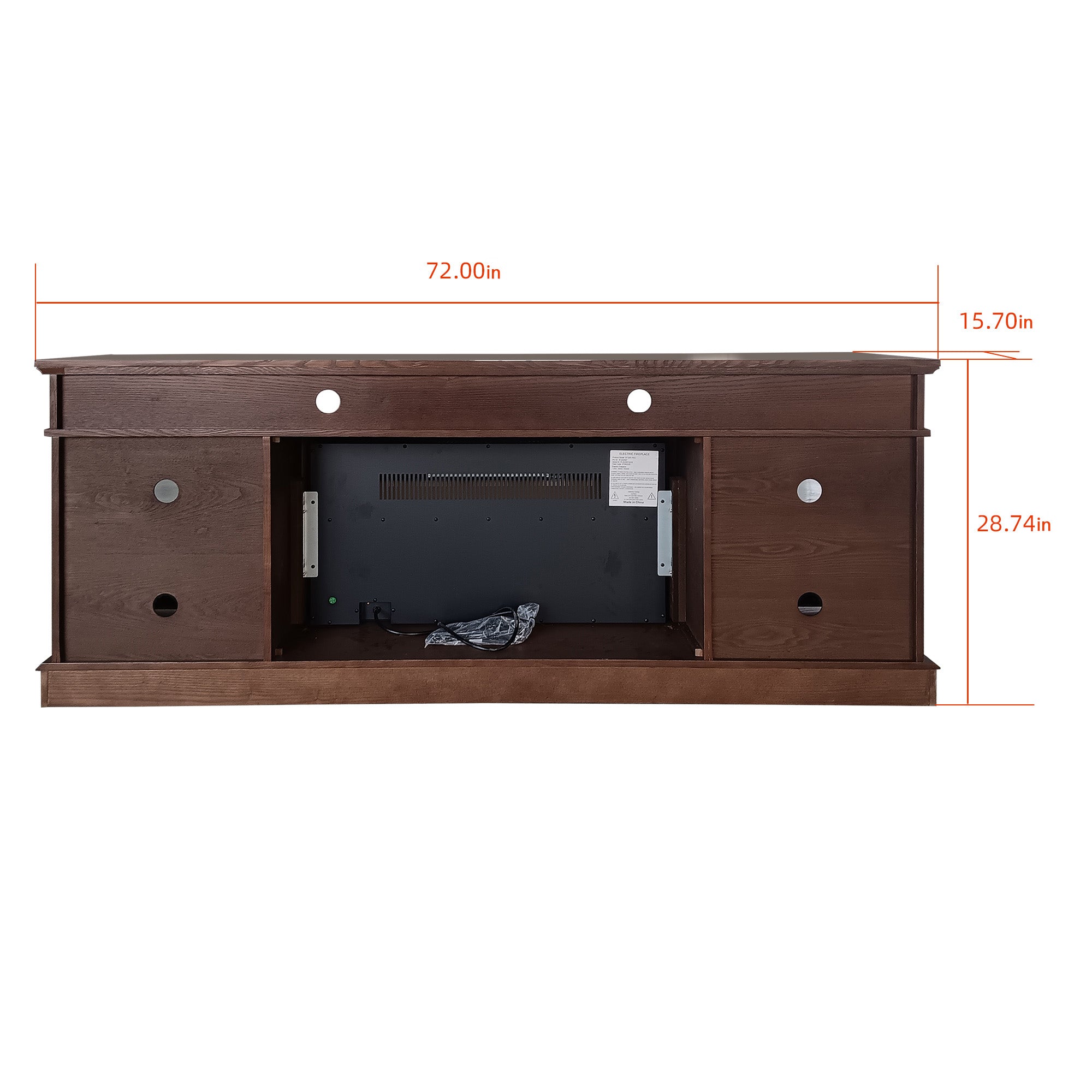 72" Brown Oak Melamine Veneer Fireplace TV stand