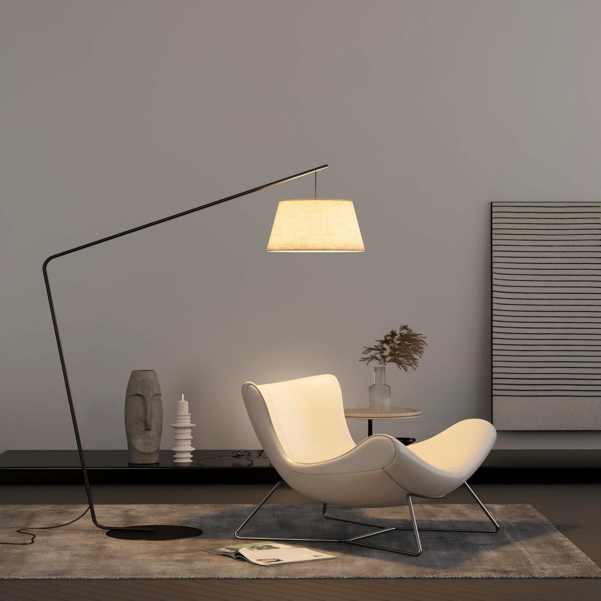 Modern 178cm Floor Lamp: Black Iron Frame & Linen Shade for Living Room/Bedroom (US Standard Plug)