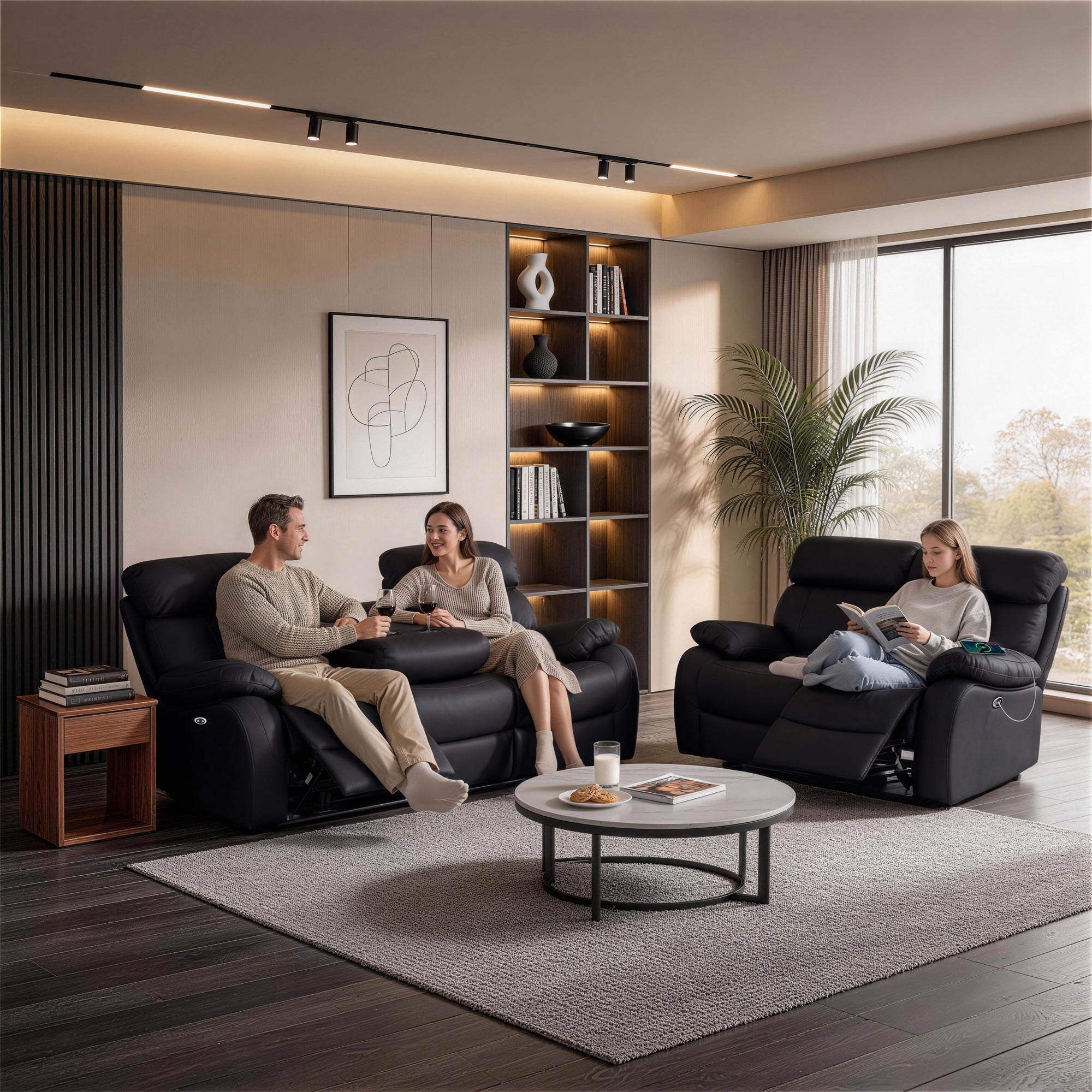 Harry Black Power Recliner Sofa & Loveseat