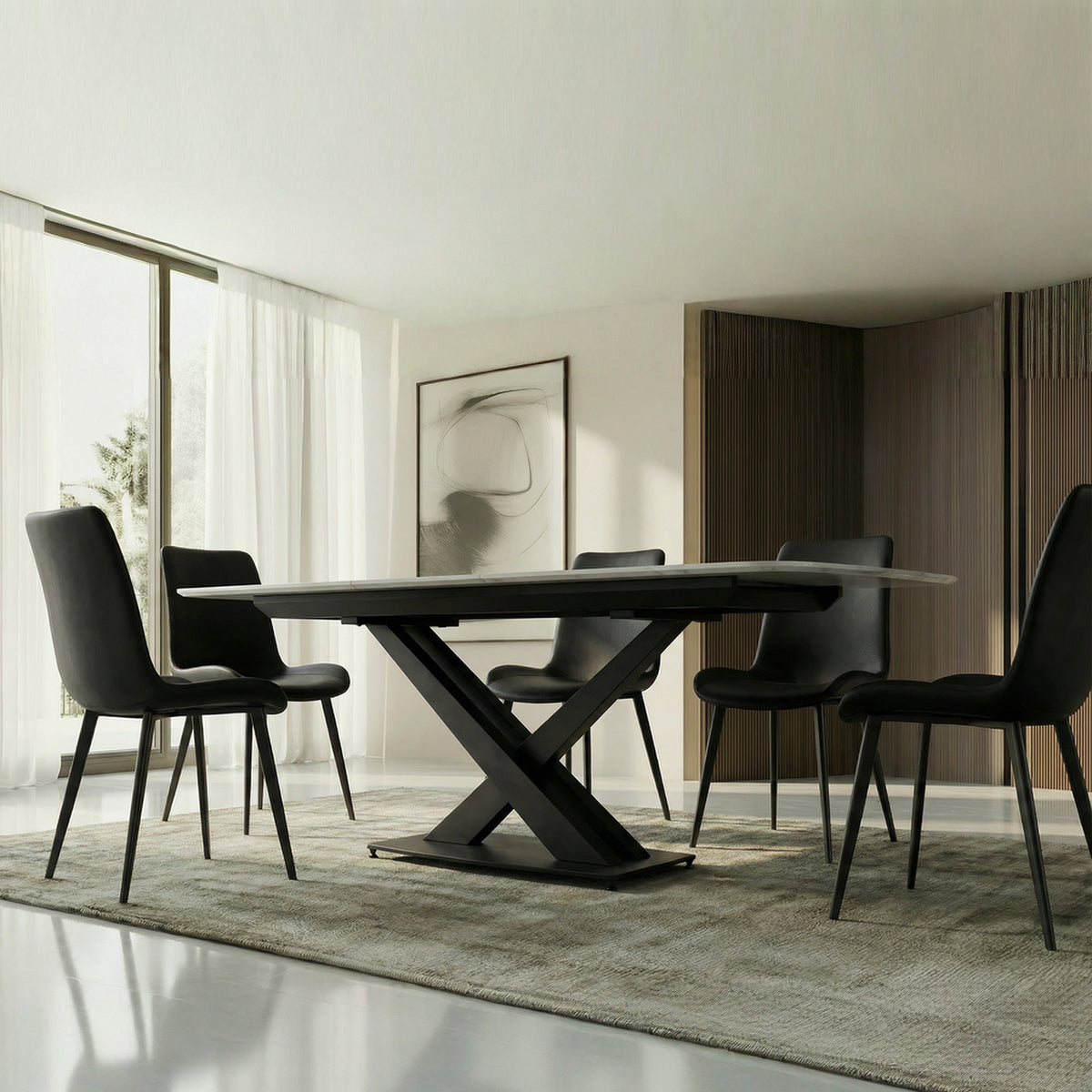 extendable dining table with sintered stone top