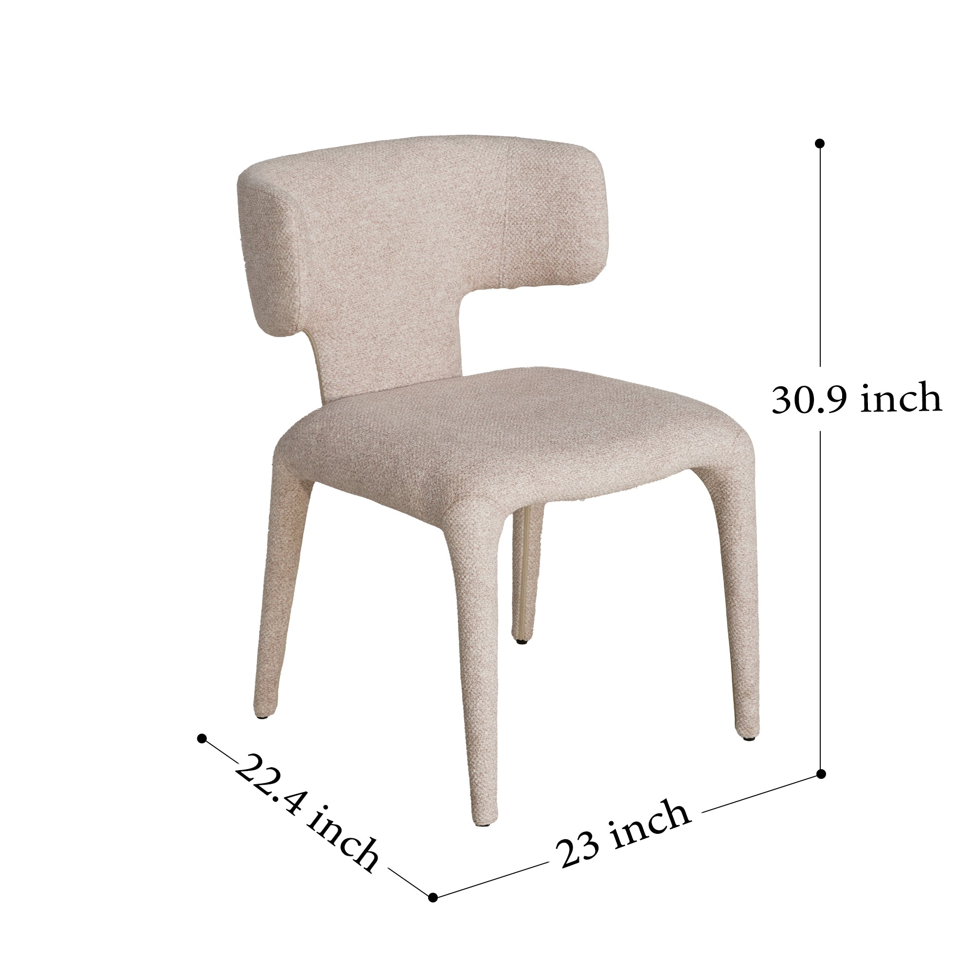 Contemporary Dining Chair - Fabric-Wrapped Legs & Curved Back Design,4PCS/CTN
