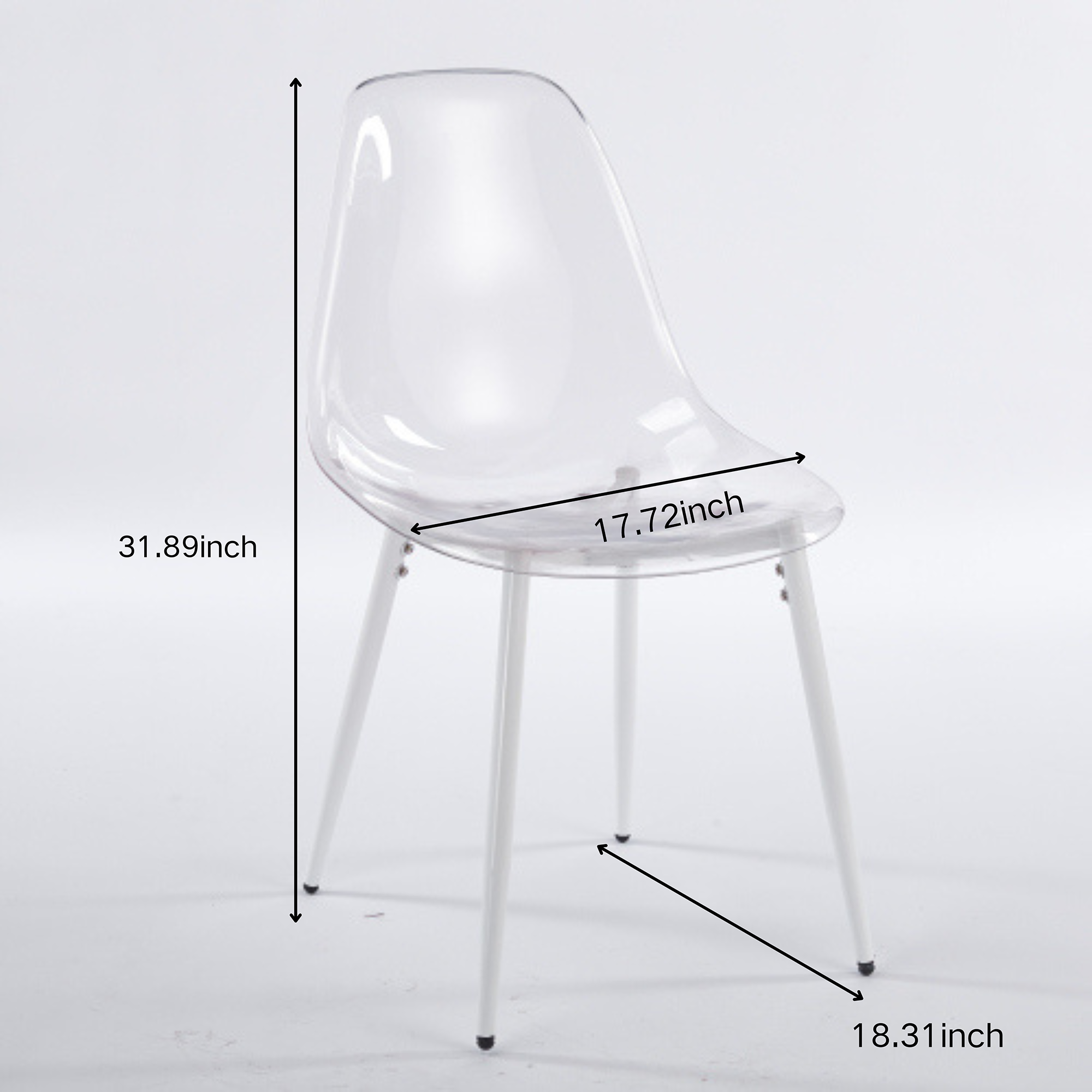 Clear Acrylic Accent Side Chairs w/ Metal Legs for Dining/Kitchen/Living Room
