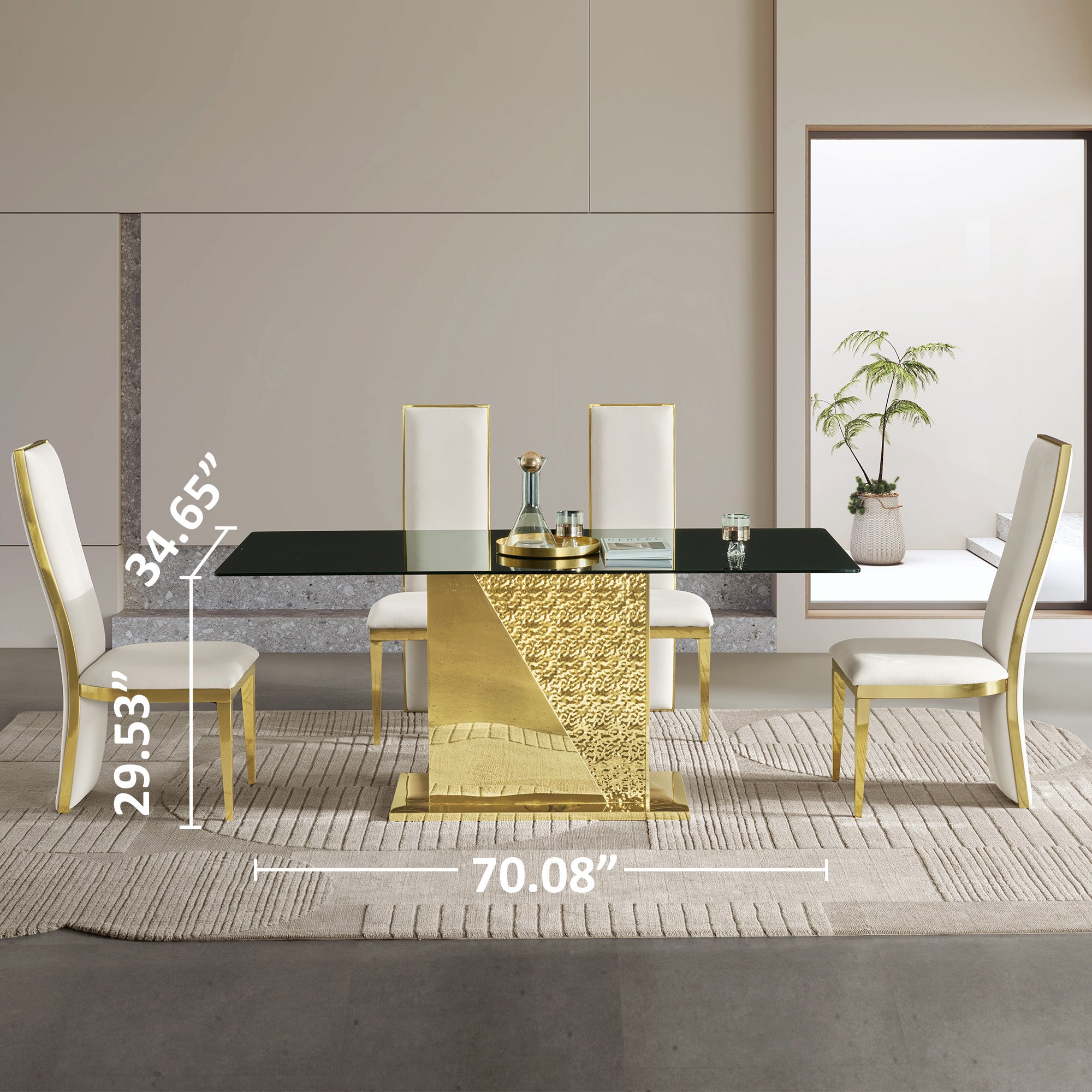 Stainless Steel & Tempered Glass Dining Table