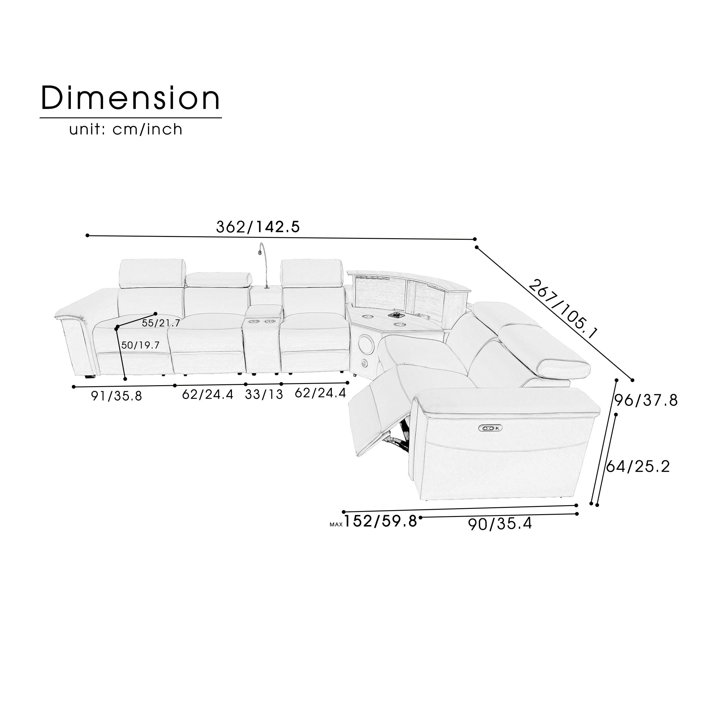 Luxury Leather Power Recliner with Rising Cabinet
