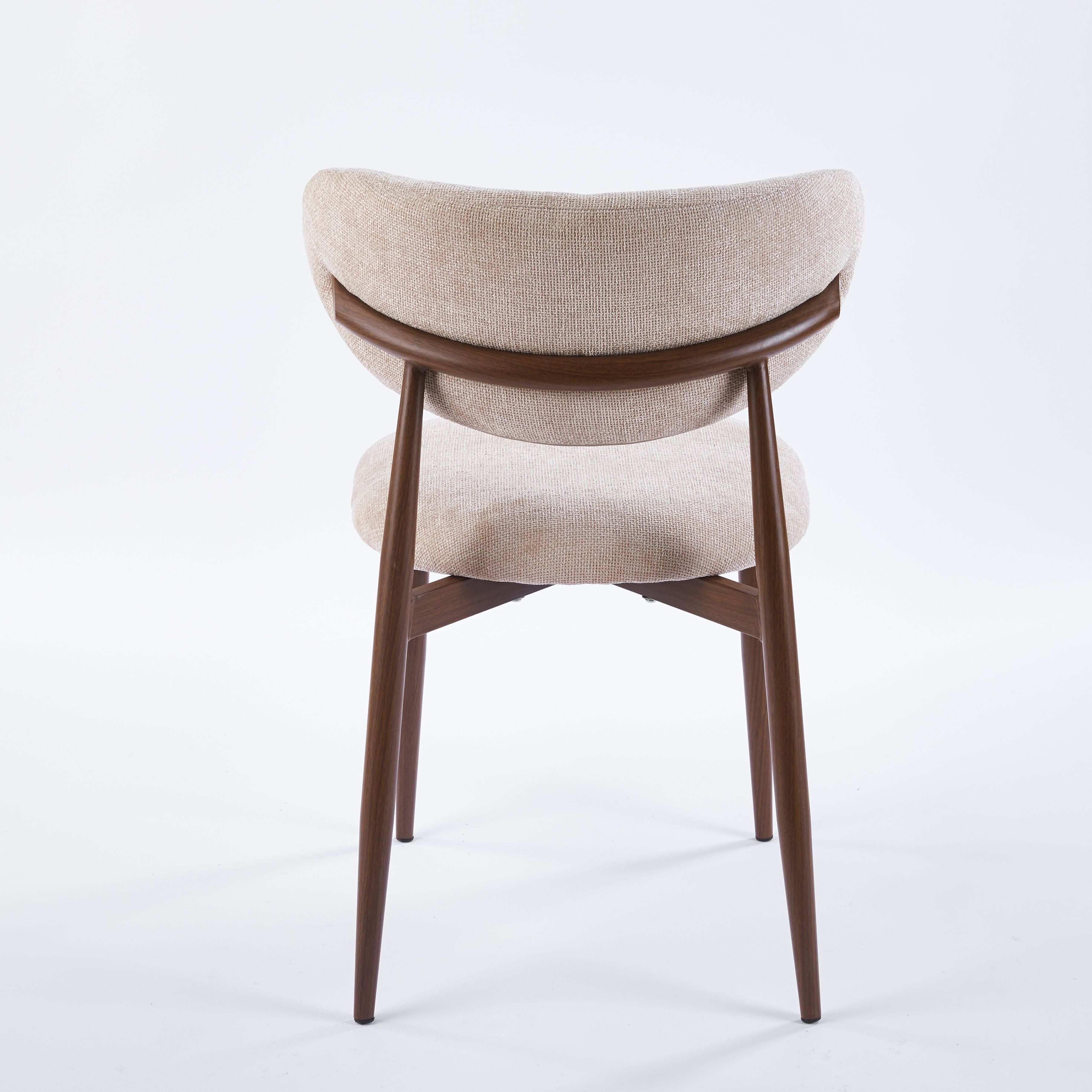 Modern Upholstered Chair - Linen Fabric, Walnut-Transfer Legs 4pCS/CTN