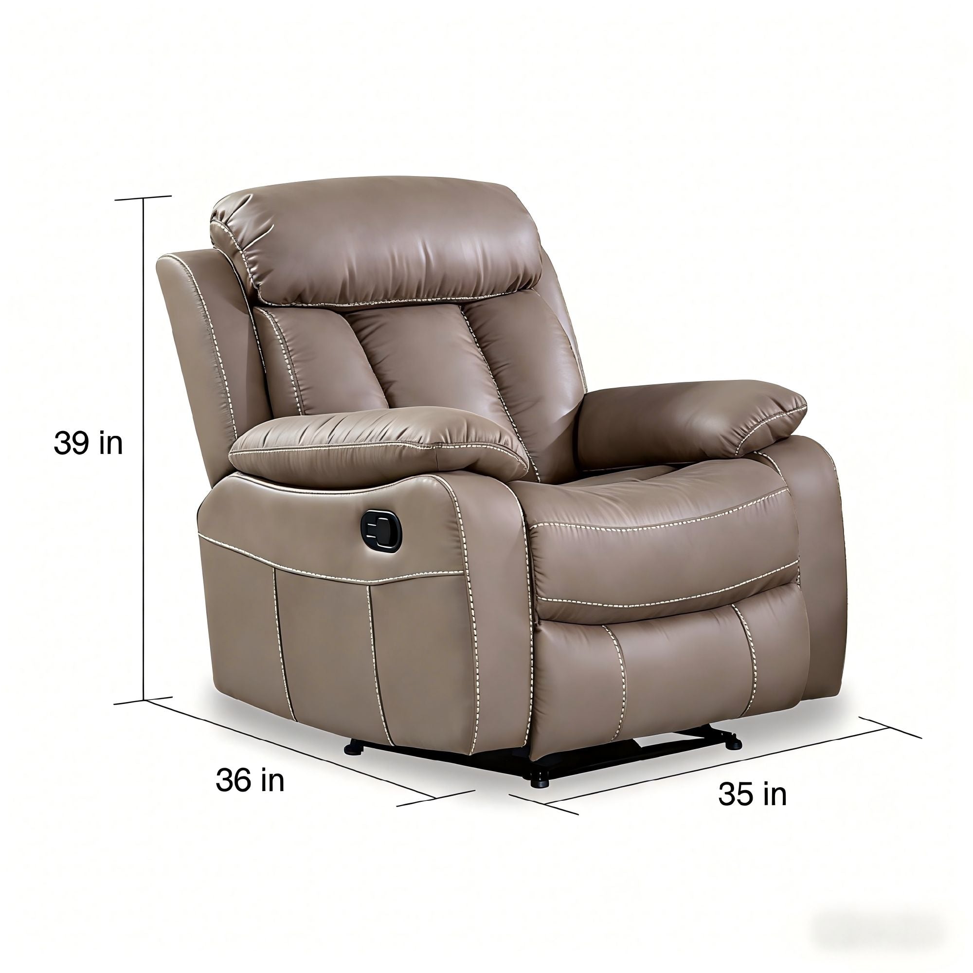 Kael Power Recliner & 1-Seater Sofa Set, Breathable Leather with Side Armrest Storage, Rustic Home Theater Seating