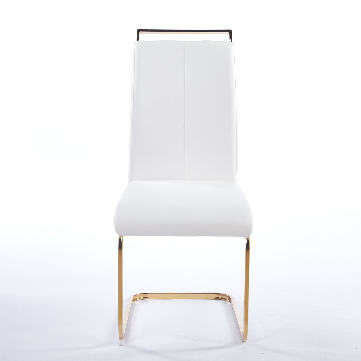 Contemporary Cantilever Dining Chair, Leather Upholstery with Golden Metal Base 4pCS/CTN