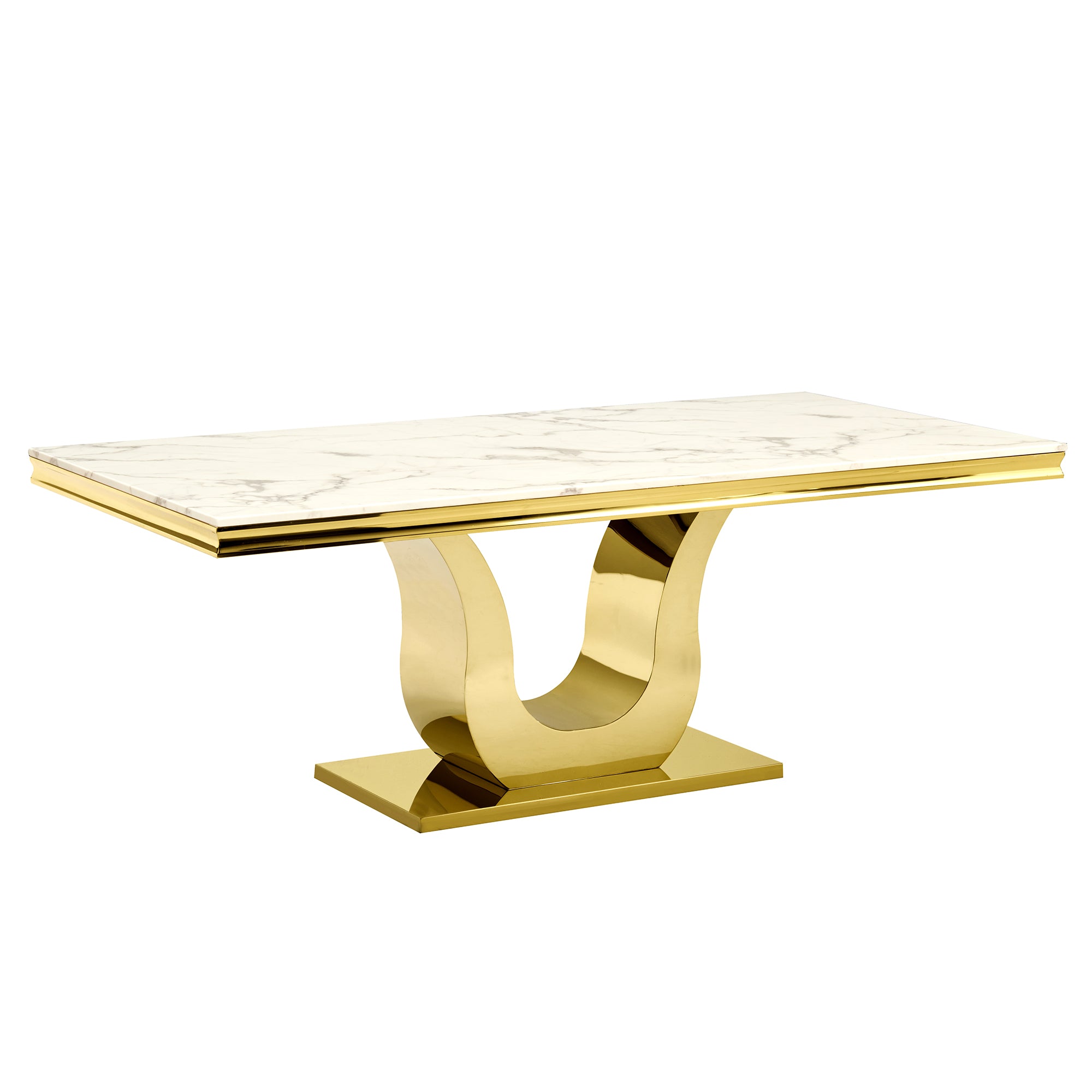 201 Stainless Steel Base Luxury Dining Table (6-8 Seater)