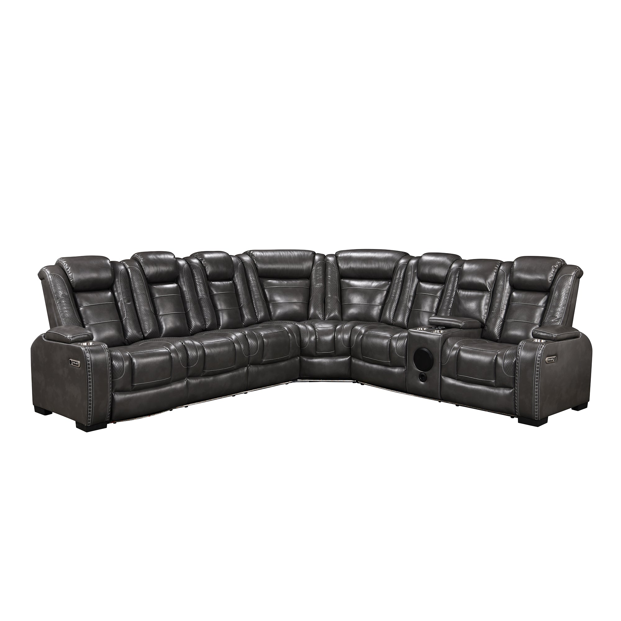 Gray Power Recliner Sectional Sofa Set