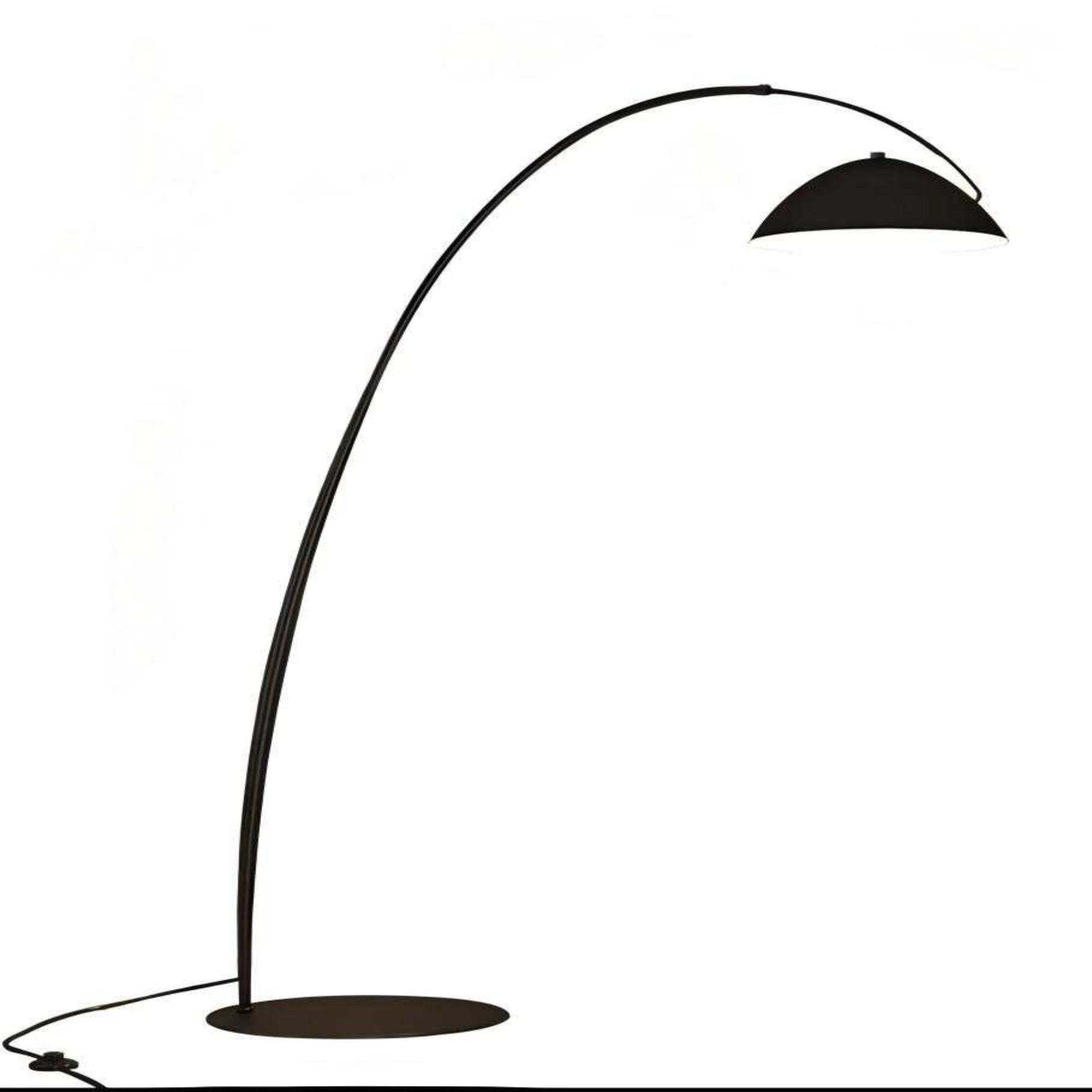 Modern Arc Floor Lamp - Black Curved Arm with Dome Shade, Minimalist Reading Light for Living Room & Bedroom