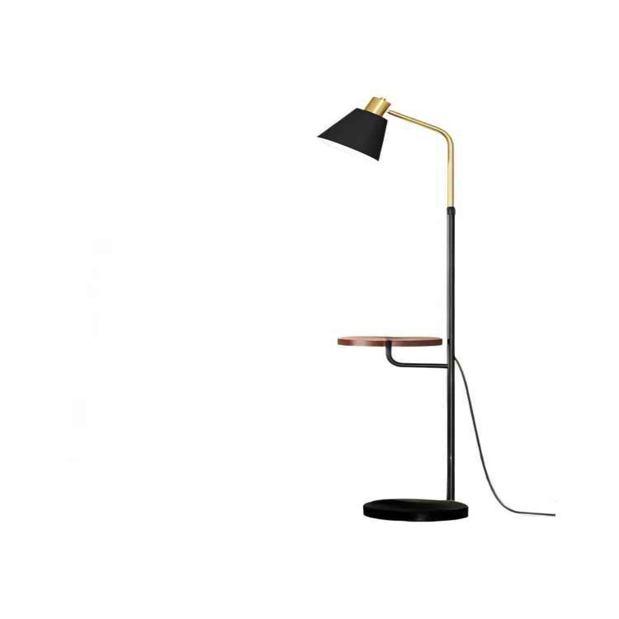 Dimmable Floor Lamp with Side Table|Black Walnut 3-Level Dimming