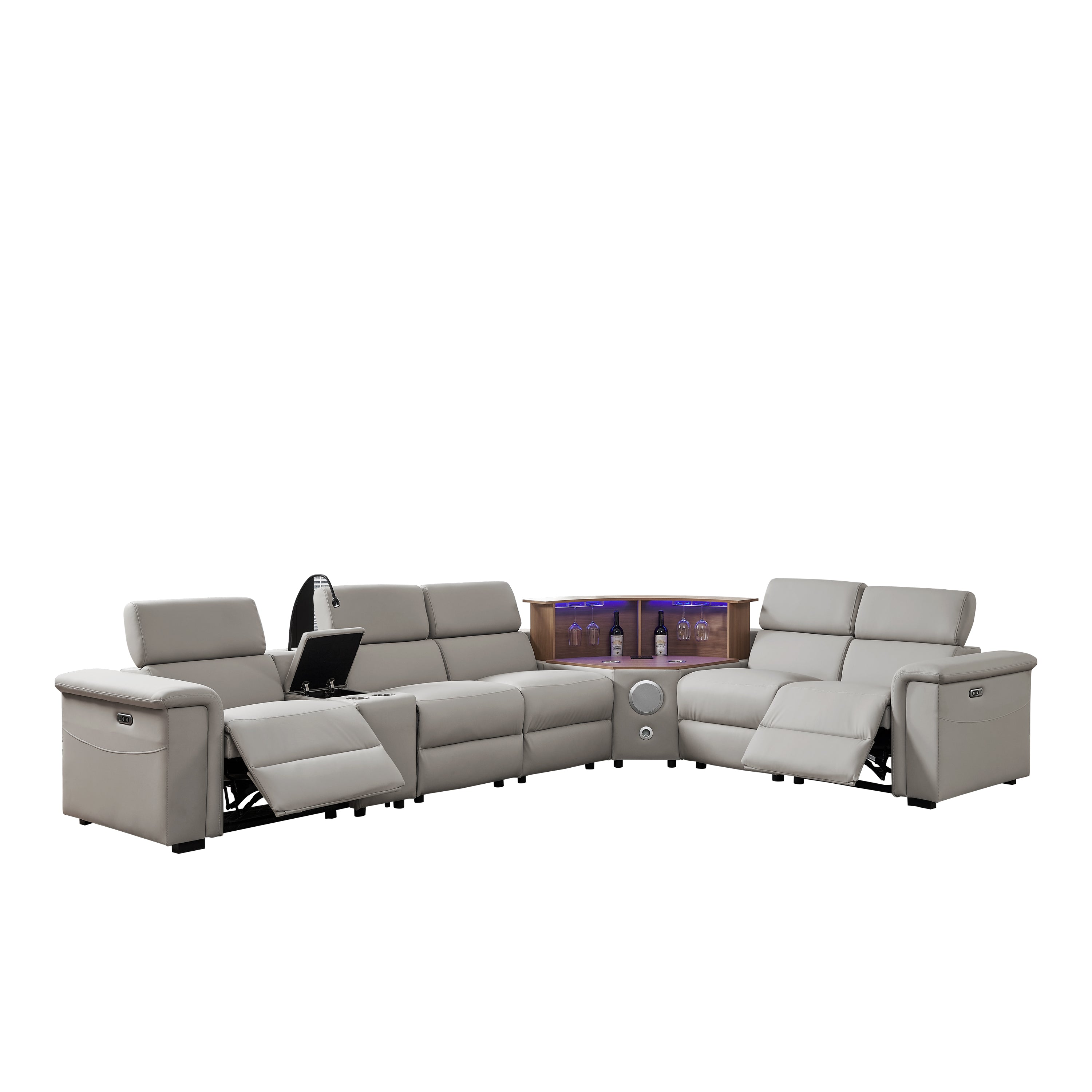 Luxury Leather Power Recliner with Rising Cabinet