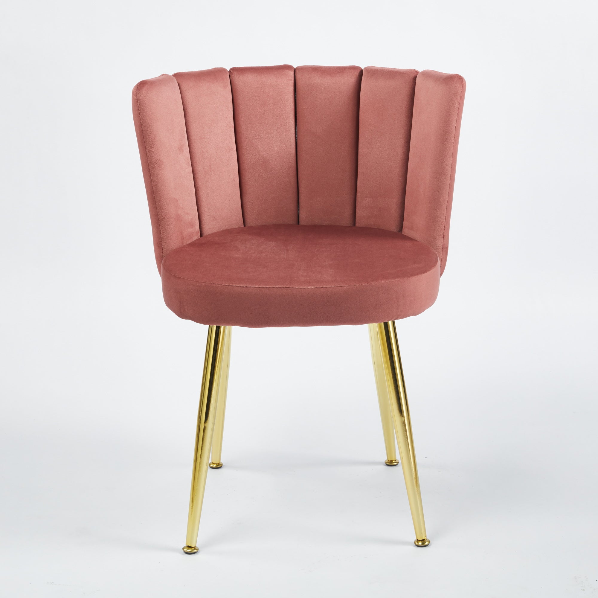 Modern Pink Dining Chair - Golden Iron Legs, Velvet Backrest 2pCS/CTN