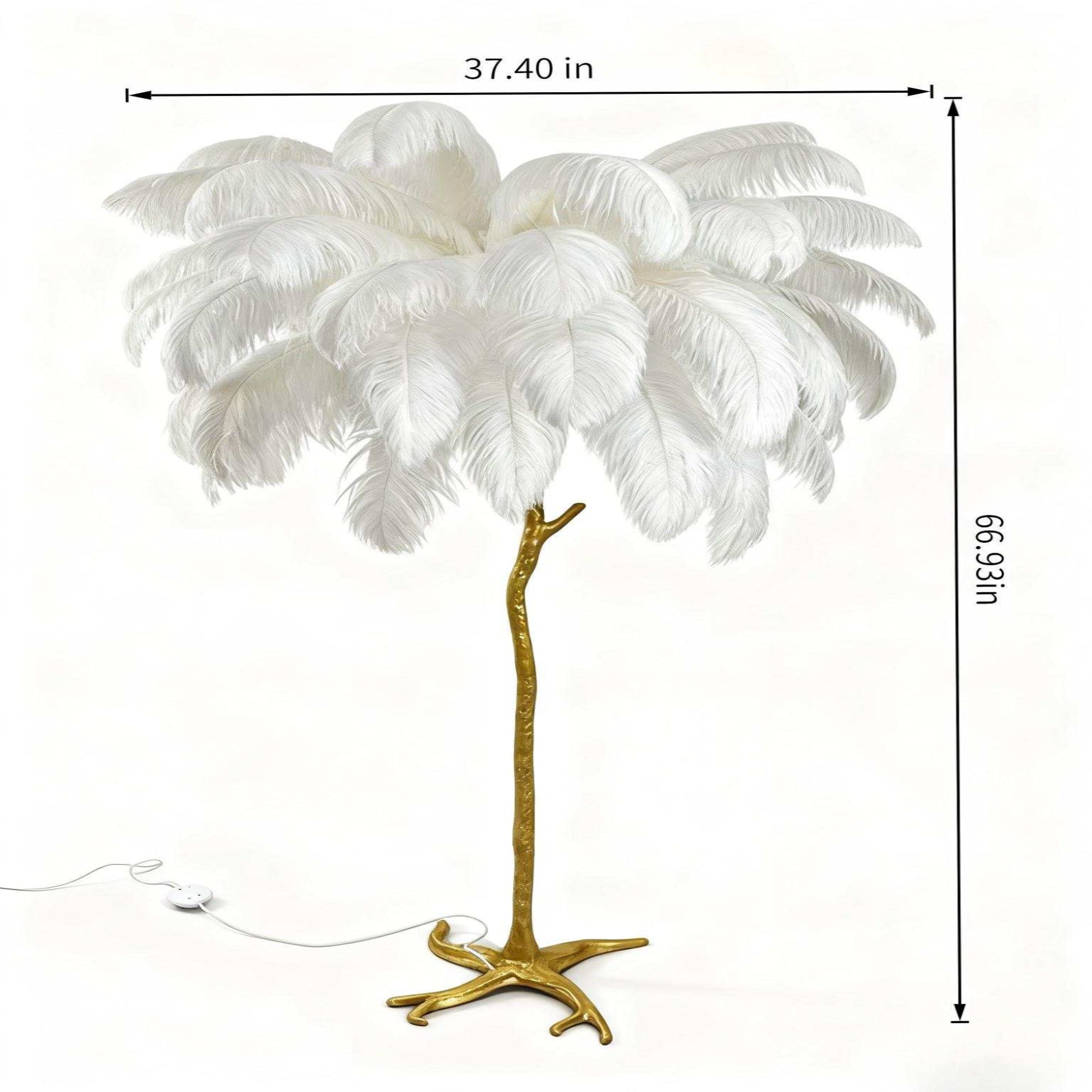 Ostrich Feather Floor Lamp | Golden 4-Light Branch