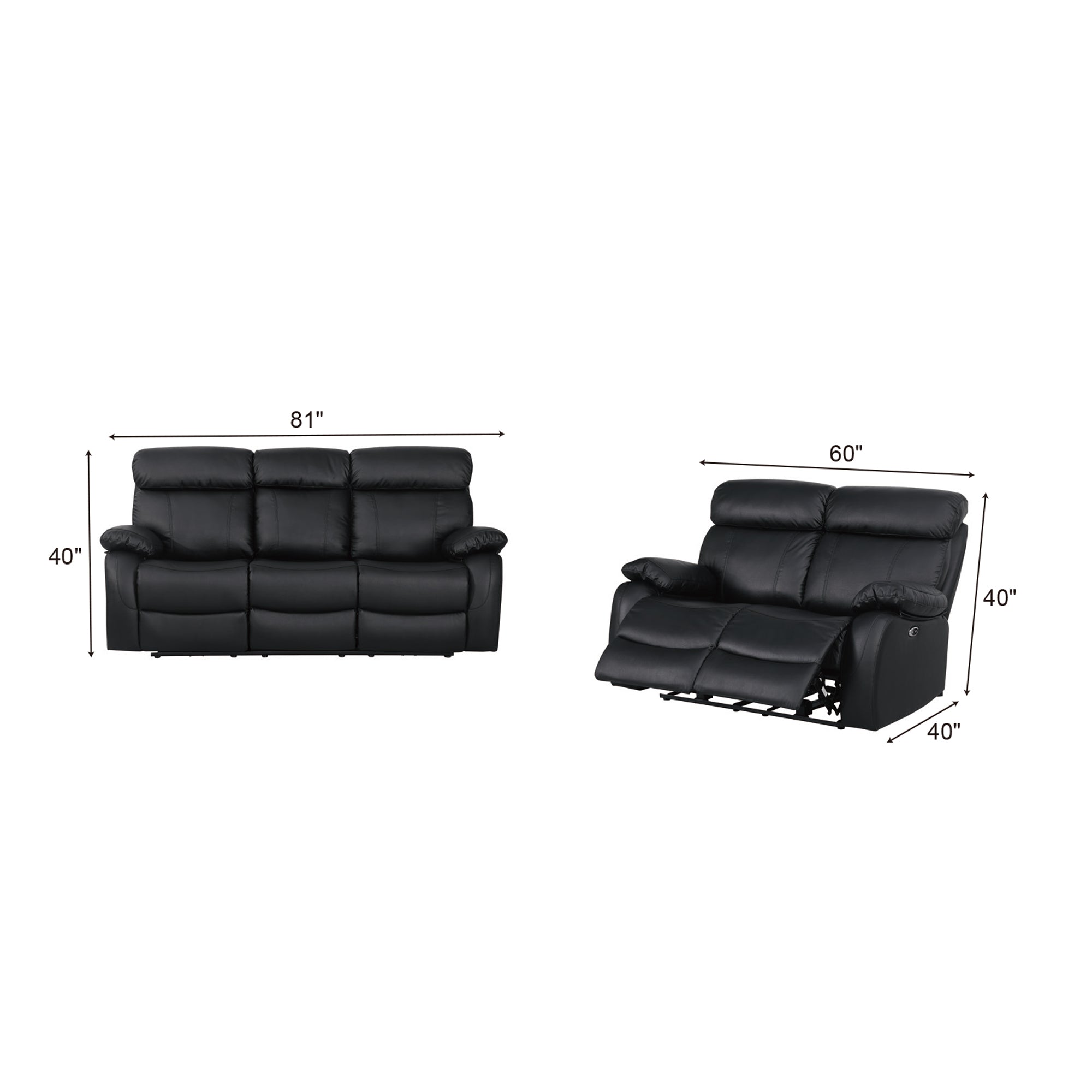 Harry Black Power Recliner Sofa & Loveseat