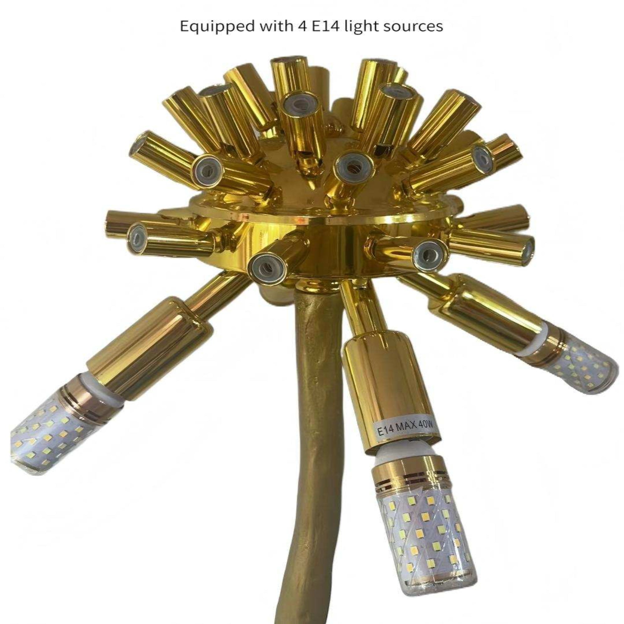 Ostrich Feather Floor Lamp | Golden 4-Light Branch