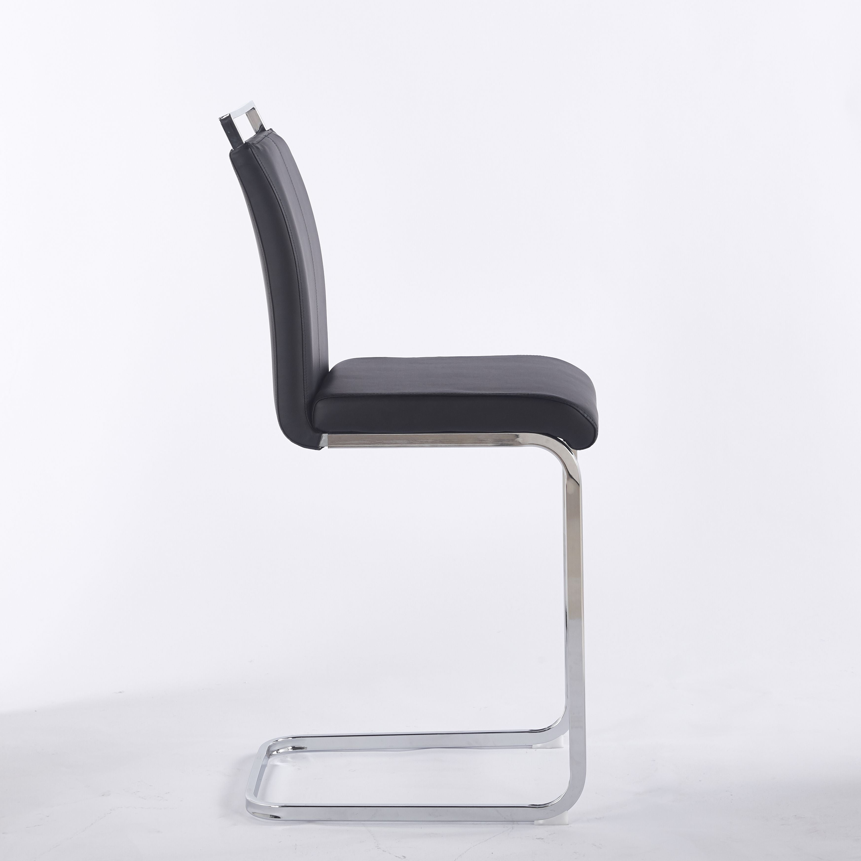Contemporary Upholstered Dining Chair, Diamond Stitched PU Leather with Gold/Chrome Cantilever Base 4pCS/CTN