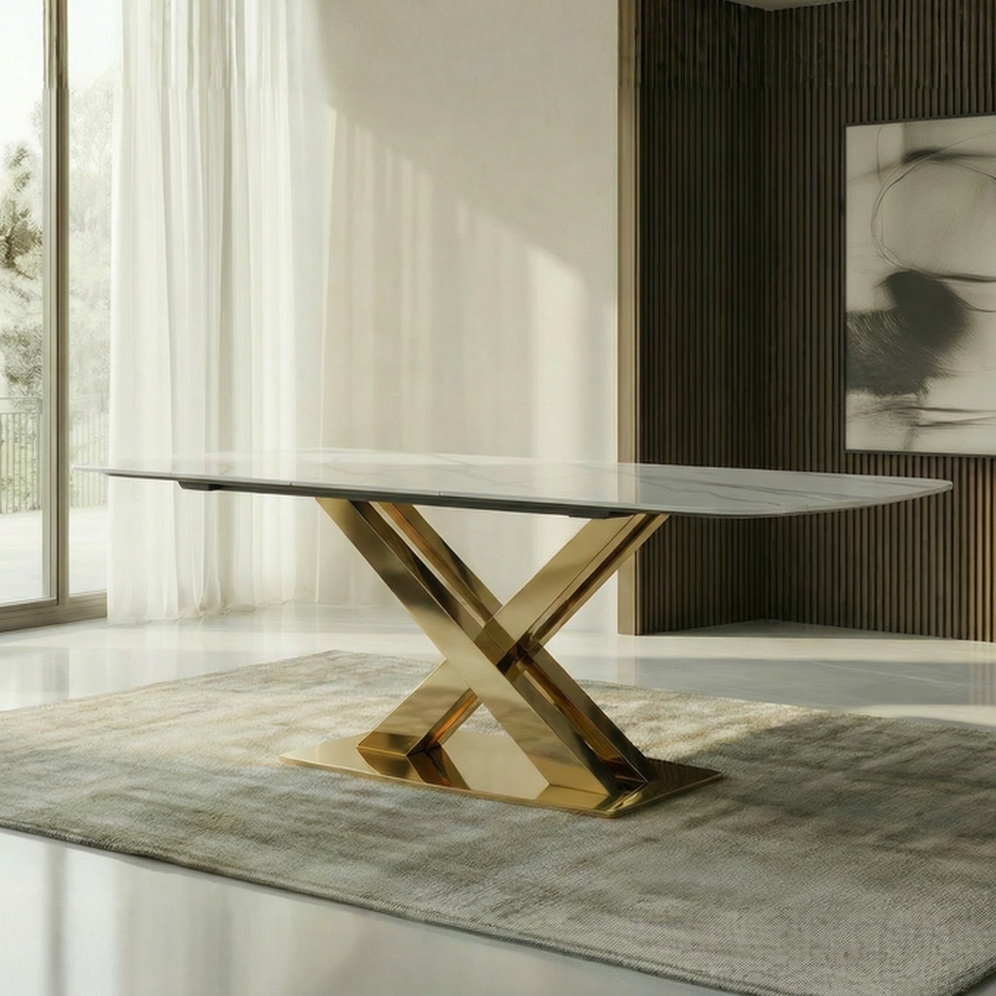 Extendable table with sintered stone top