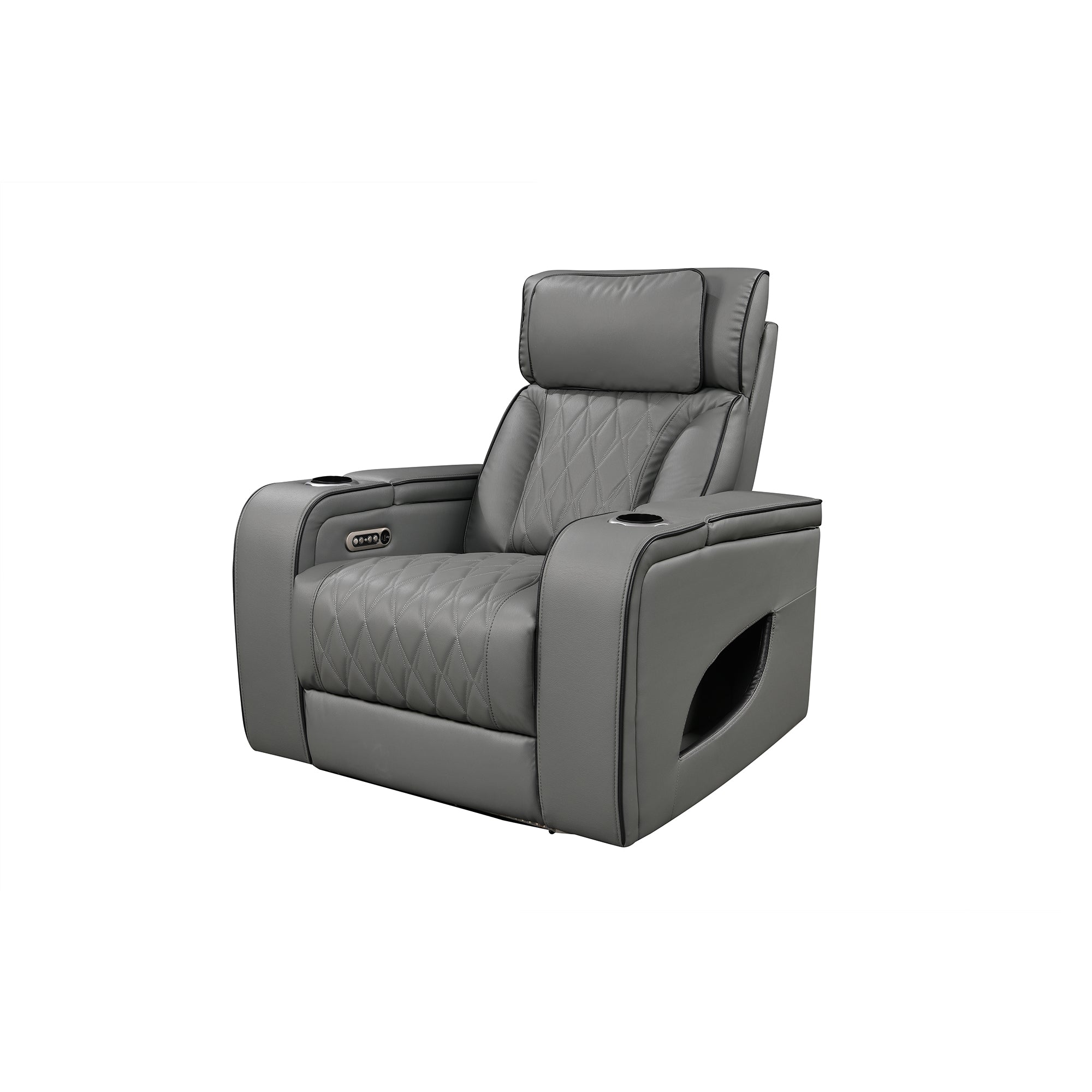 Jessie Power Recliner Chair - Modern Gray Leather Armchair